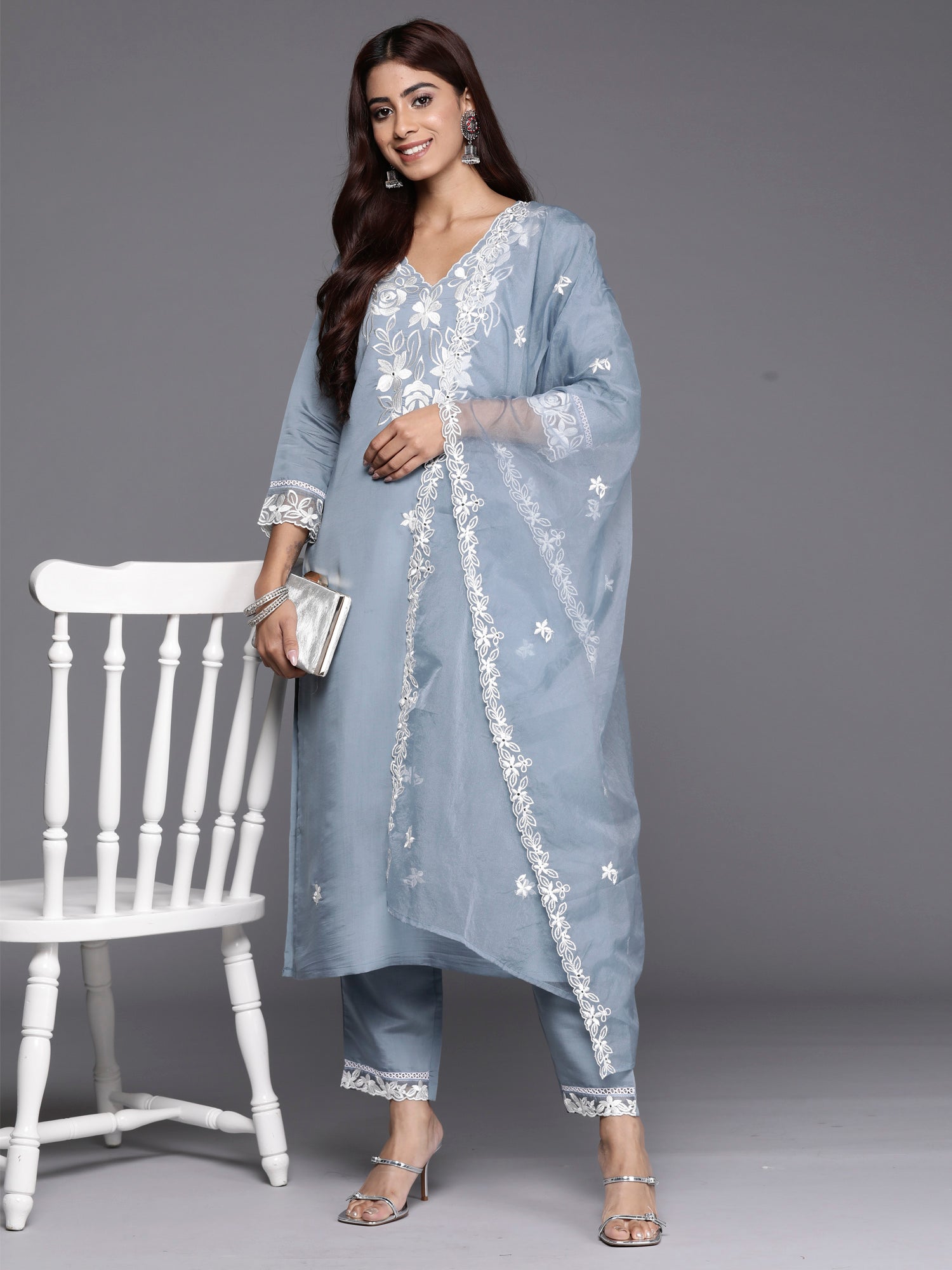 Women's Teal Silk Blend Kurta Set - Taantav