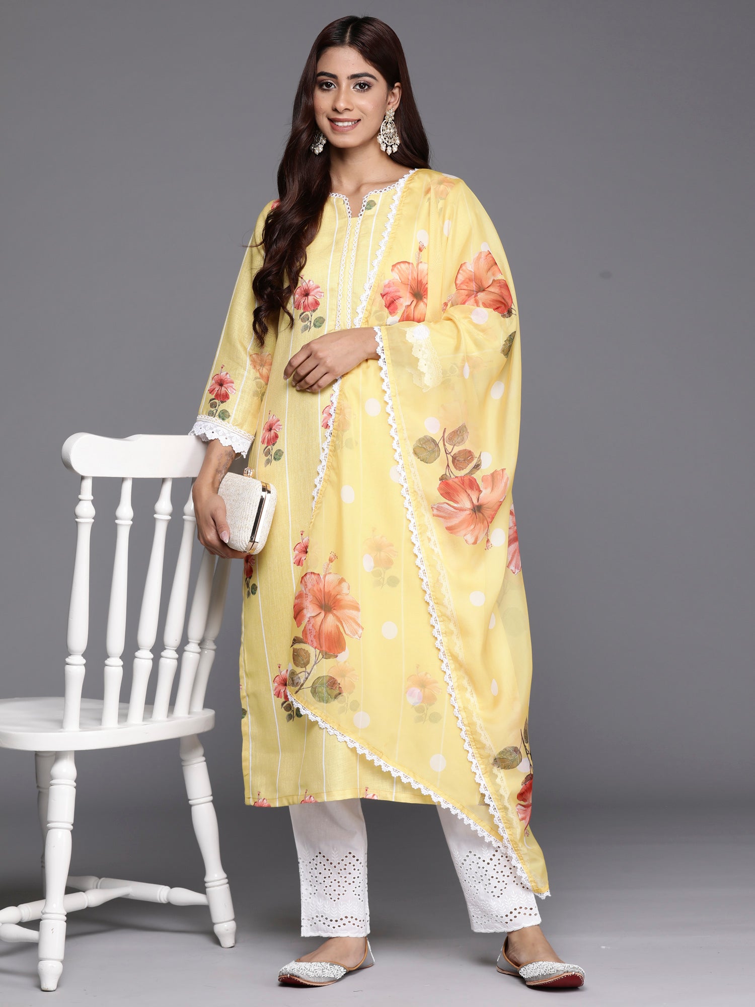 Women's Yellow Linen Kurta Set - Taantav