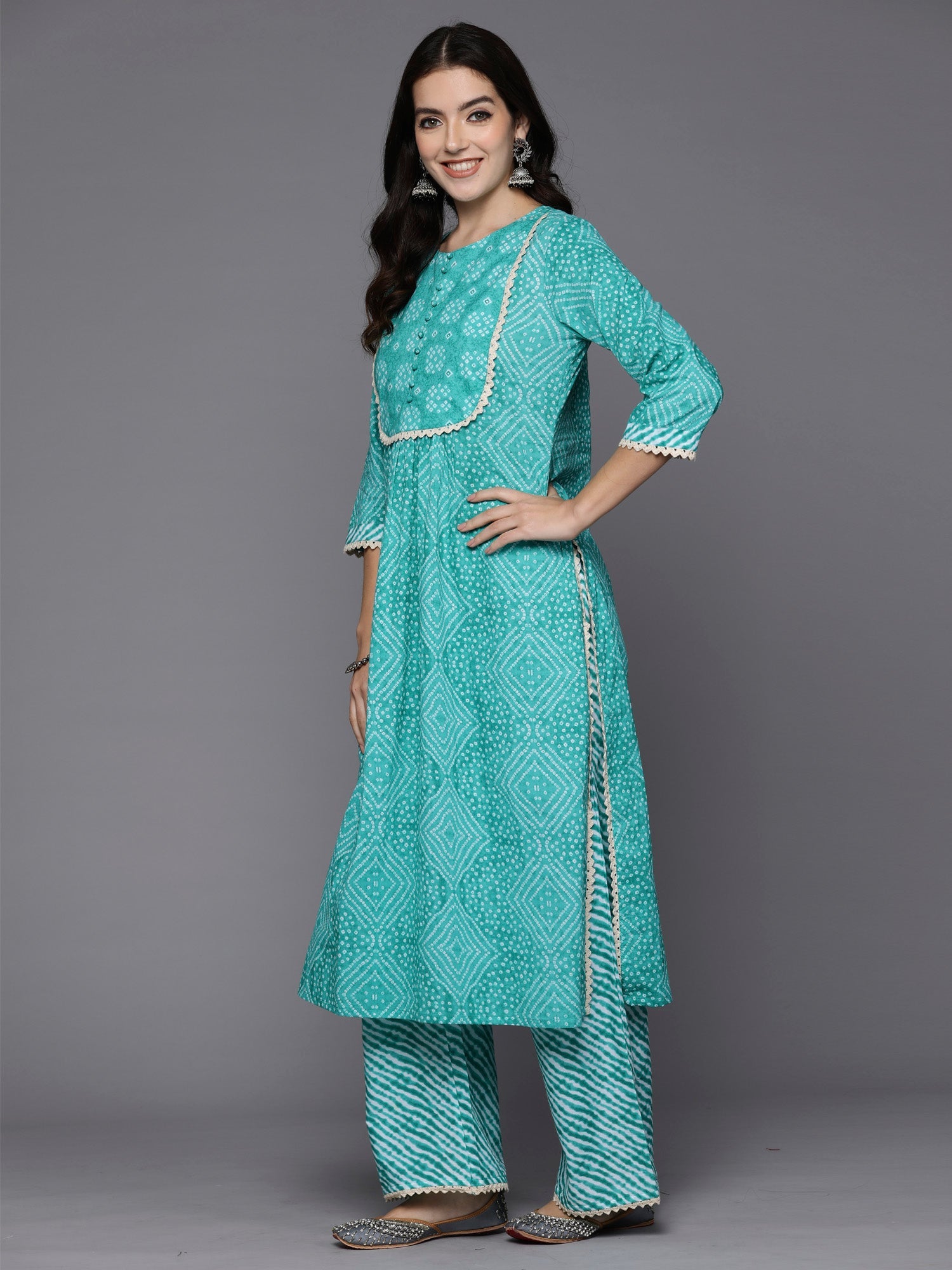 Women's Blue Pure Cotton Kurta Set - Taantav