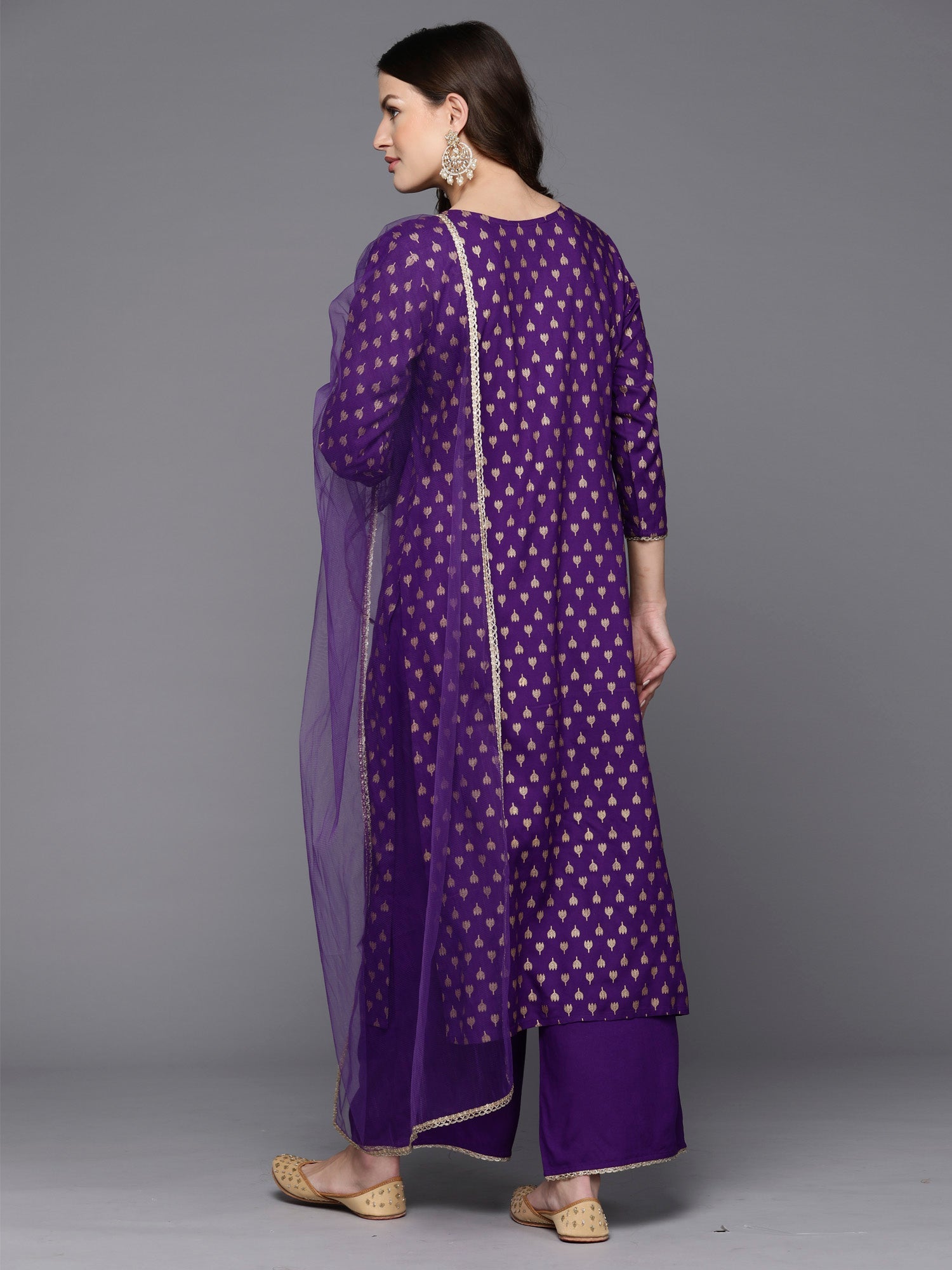 Women's Purple Viscose Rayon Kurta Set - Taantav