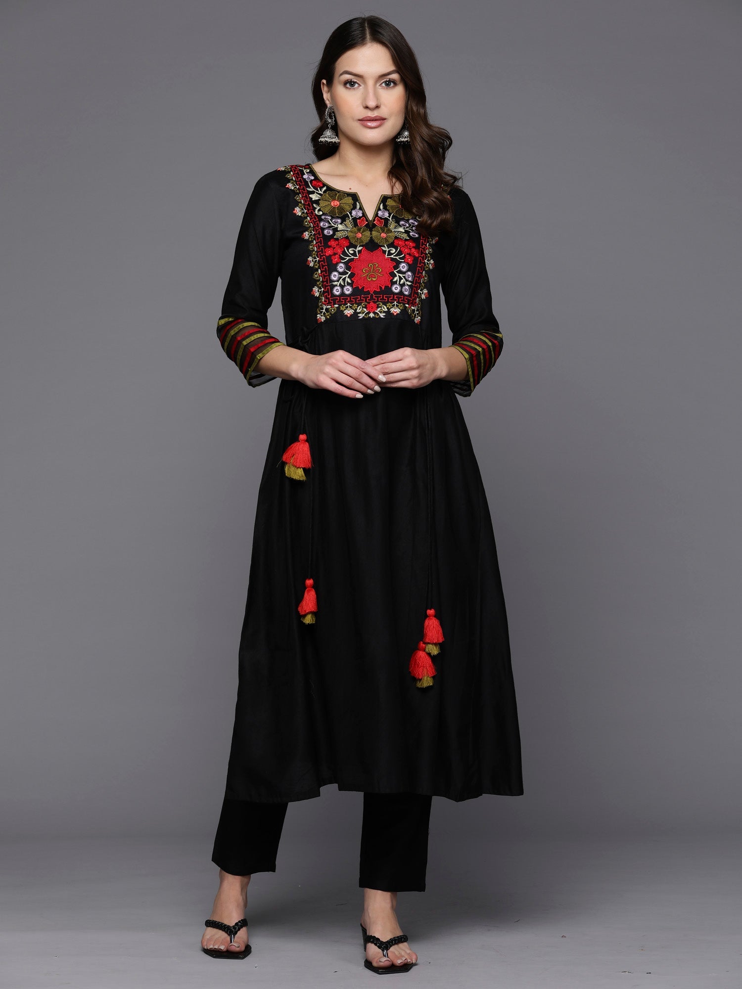 Women's Black Liva Kurta Set - Taantav