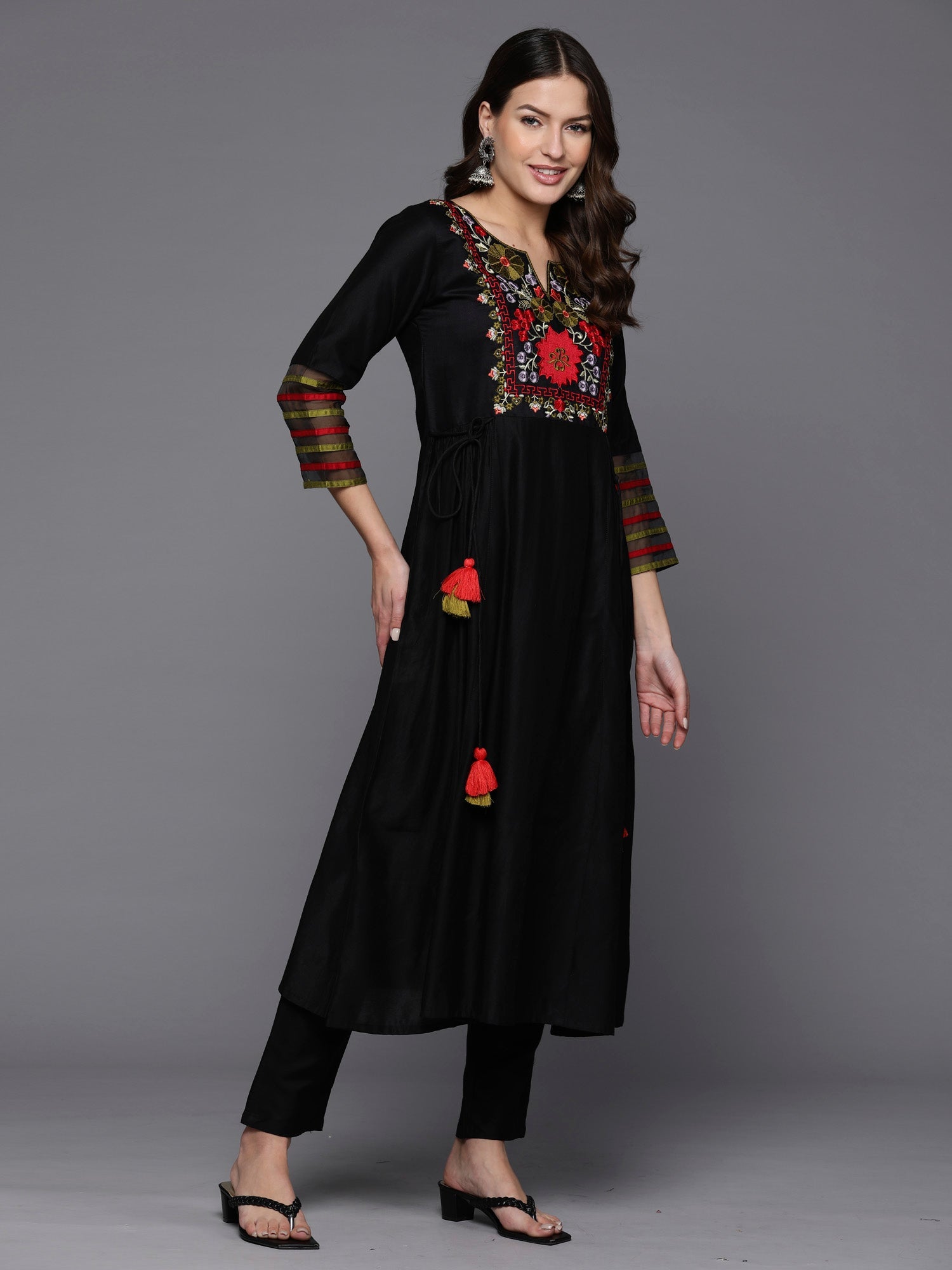 Women's Black Liva Kurta Set - Taantav