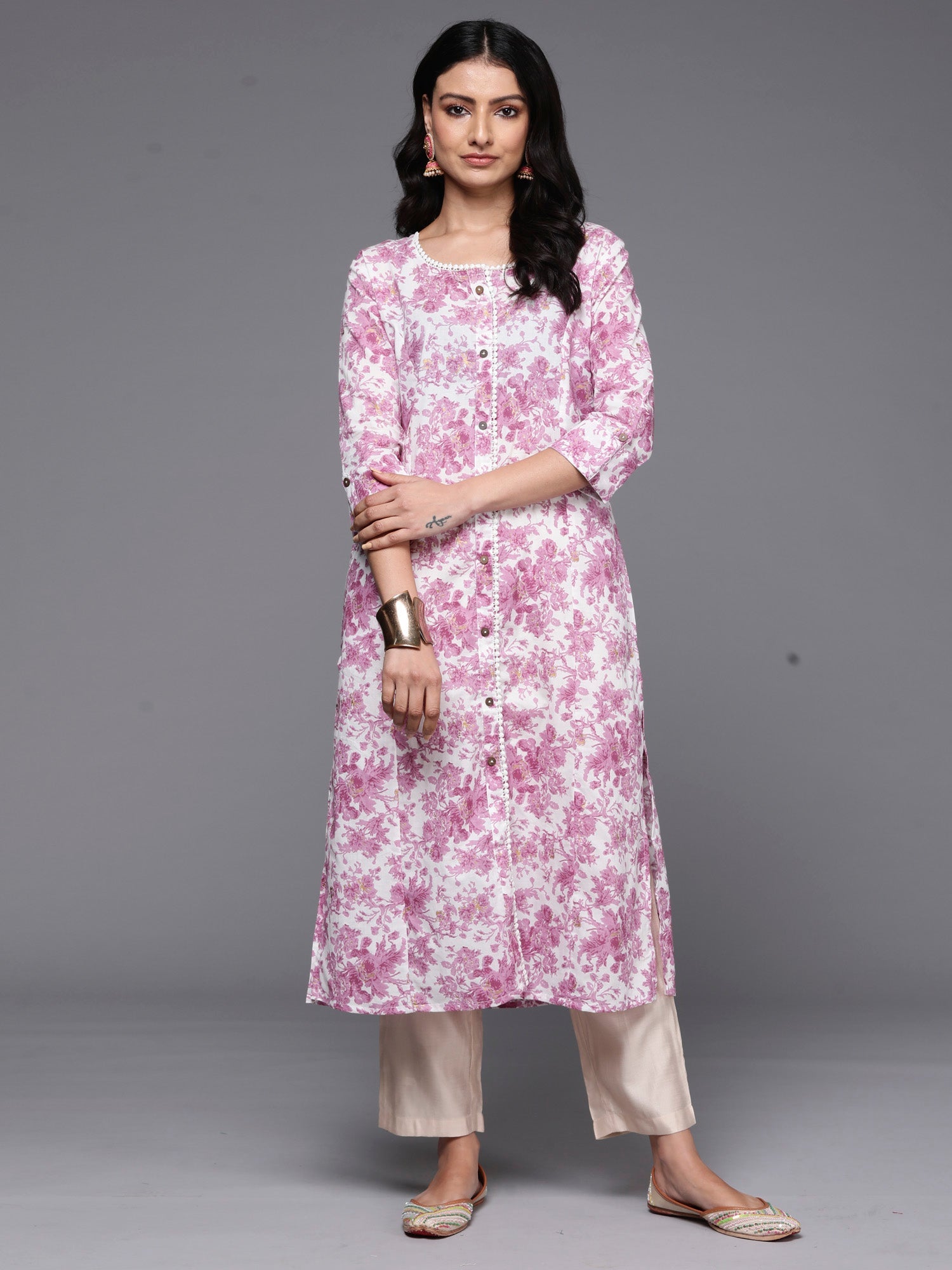 Women's Lavender Cotton Kurta - Taantav