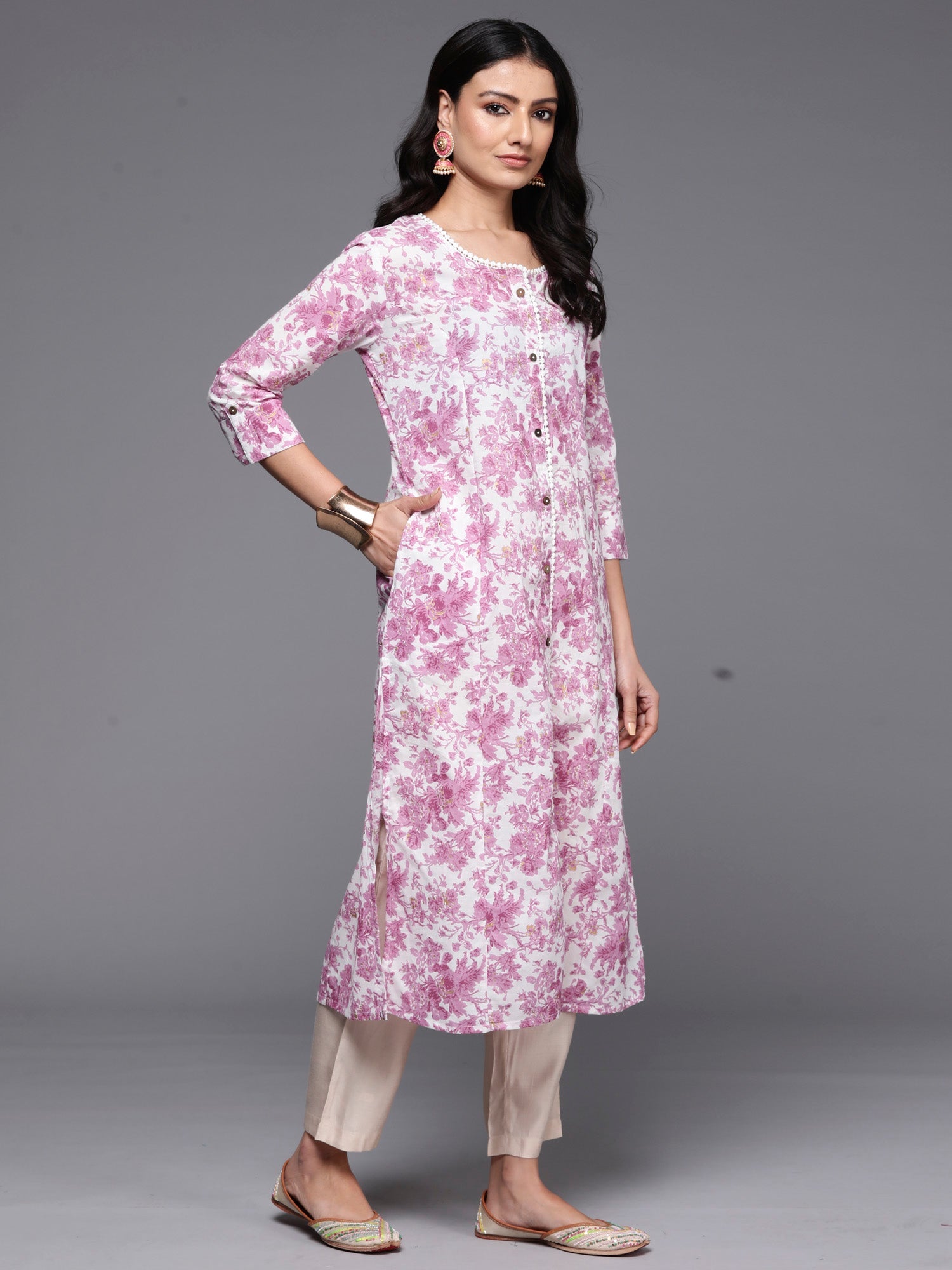 Women's Lavender Cotton Kurta - Taantav