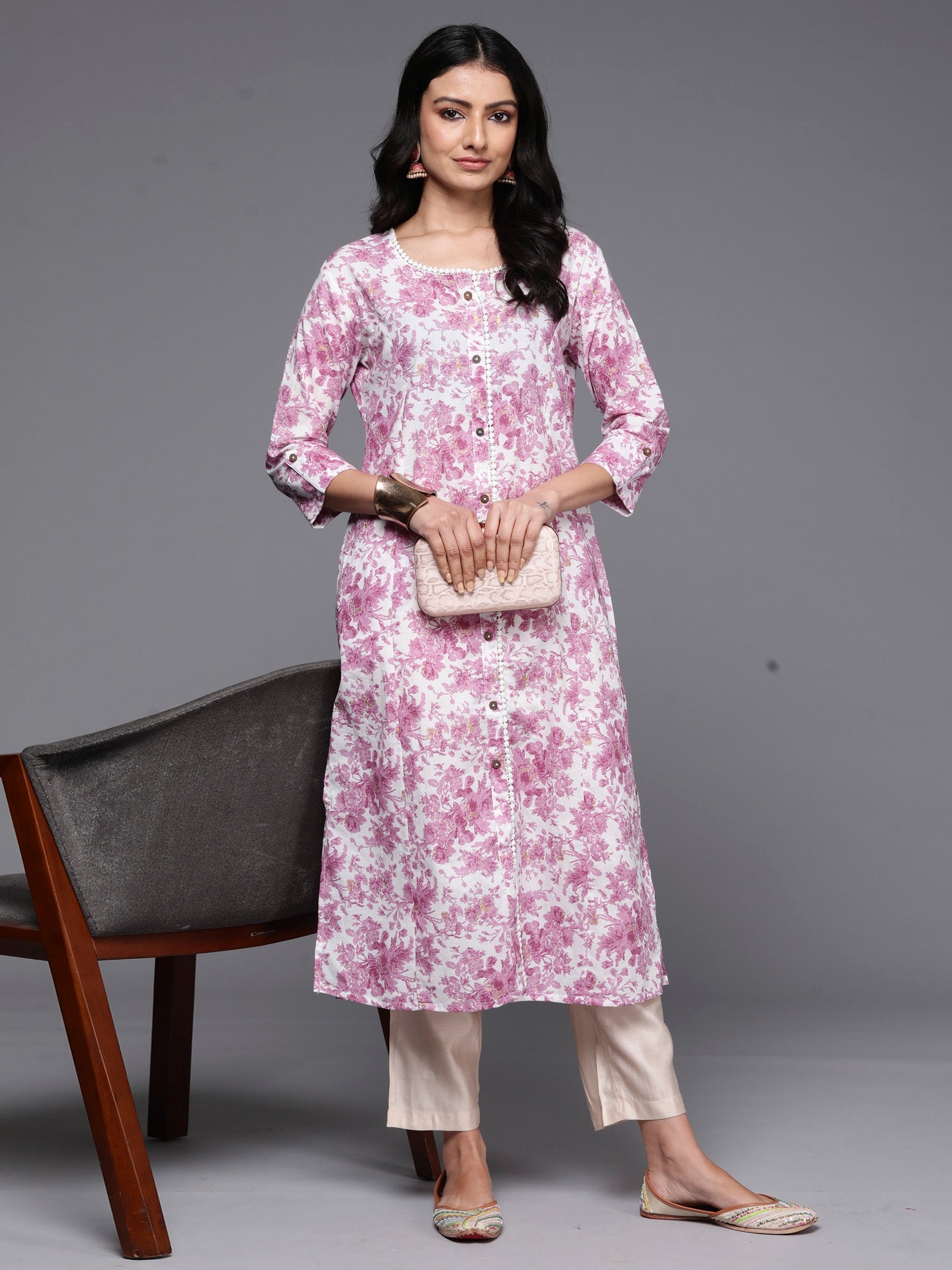 Women's Lavender Cotton Kurta - Taantav