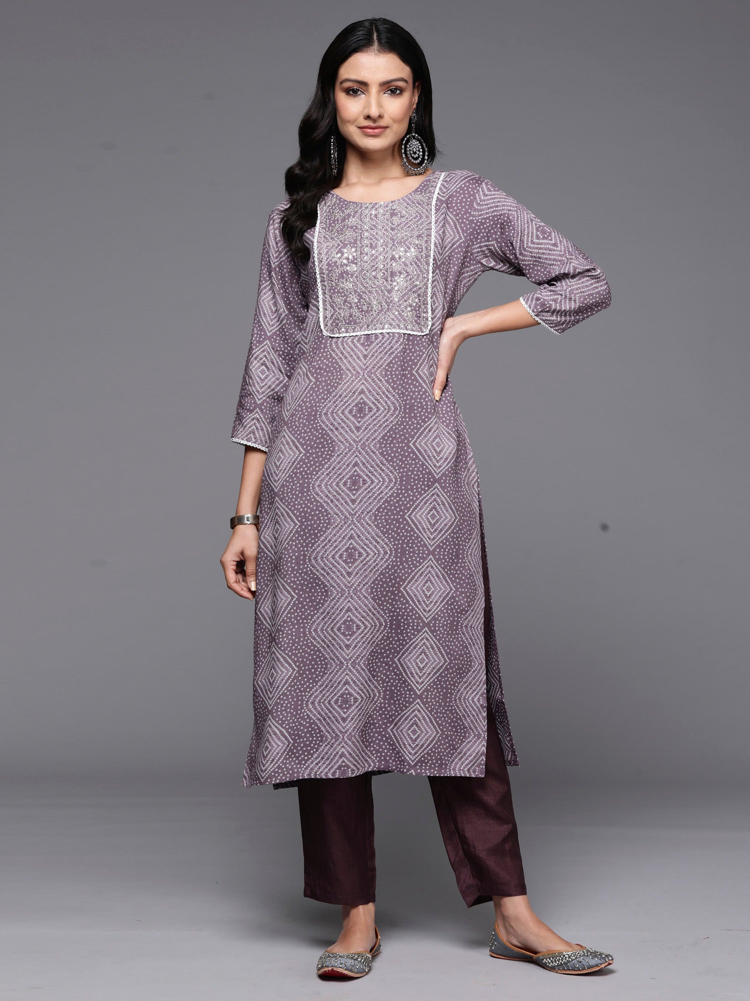 Women's Mauve Viscose Rayon Kurta - Taantav