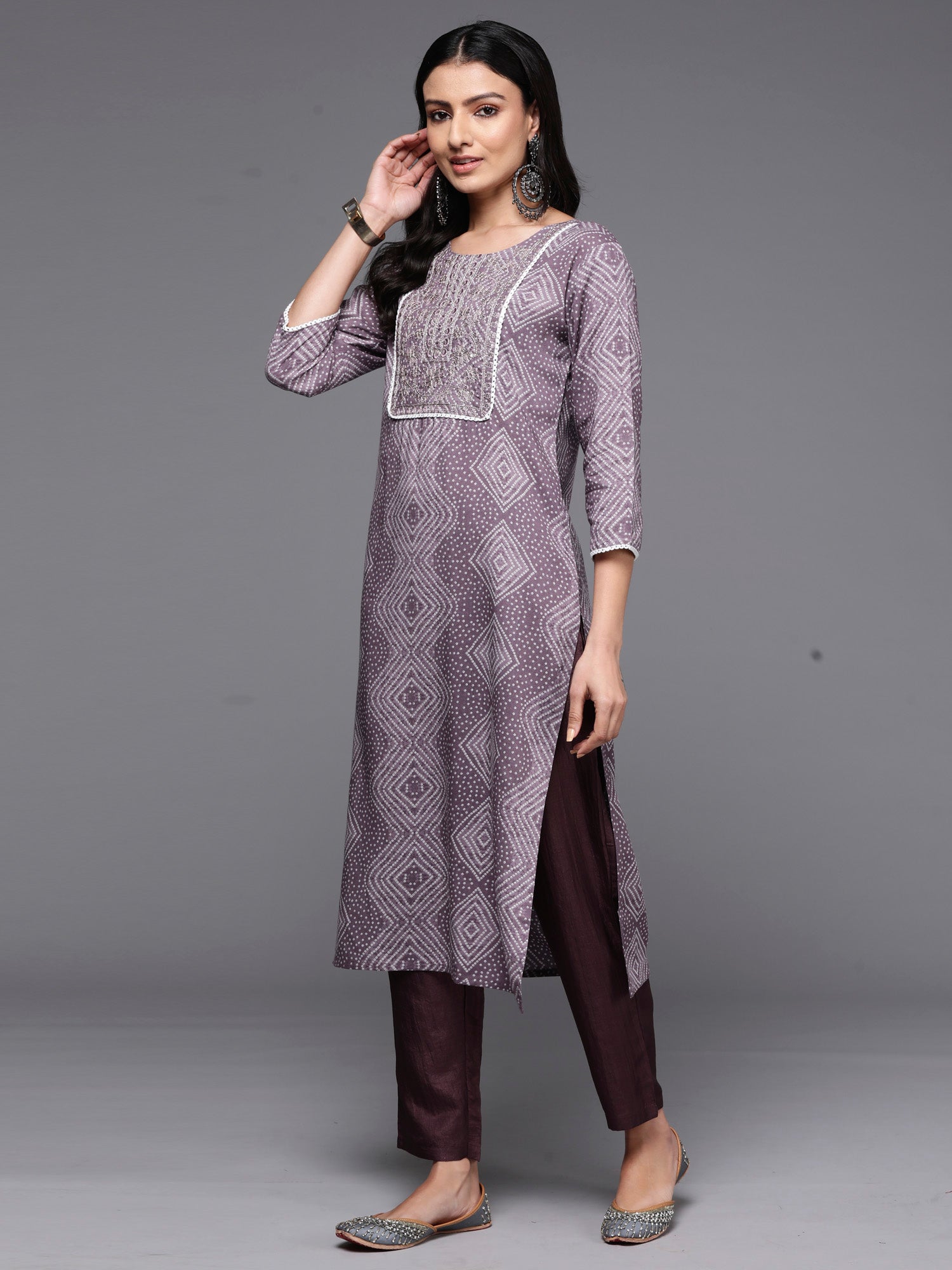 Women's Mauve Viscose Rayon Kurta - Taantav