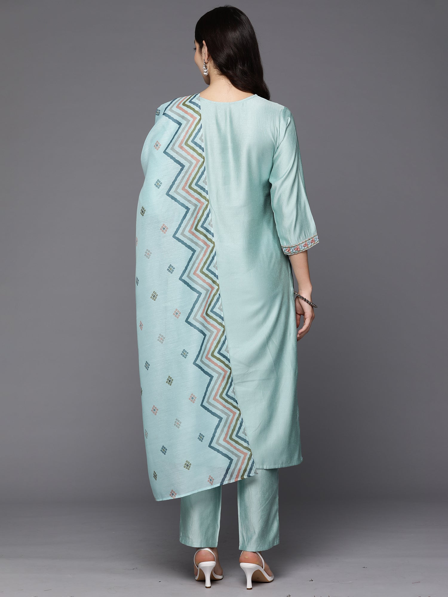 Women's Sea Green Liva Kurta Set - Taantav