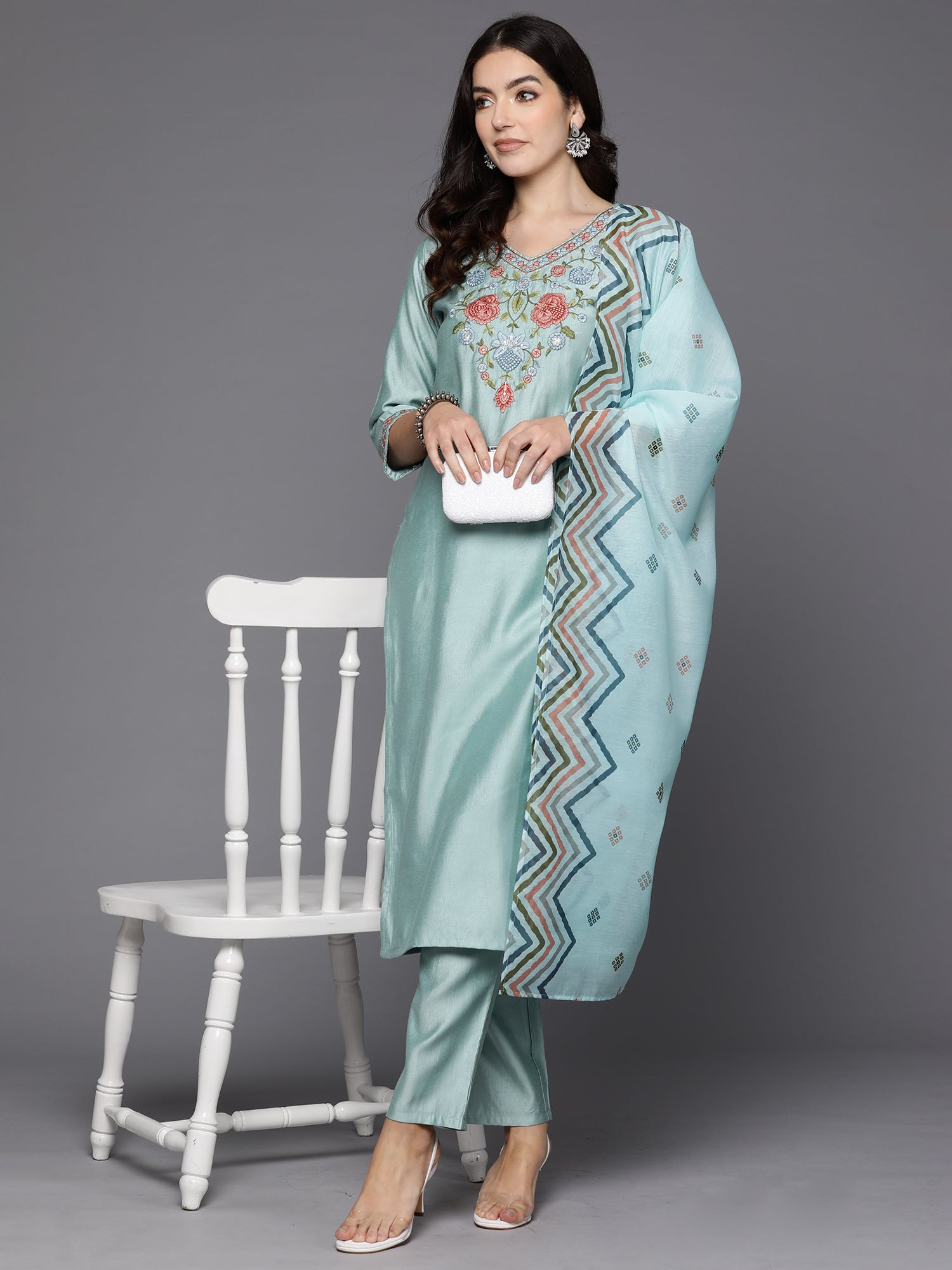 Women's Sea Green Liva Kurta Set - Taantav