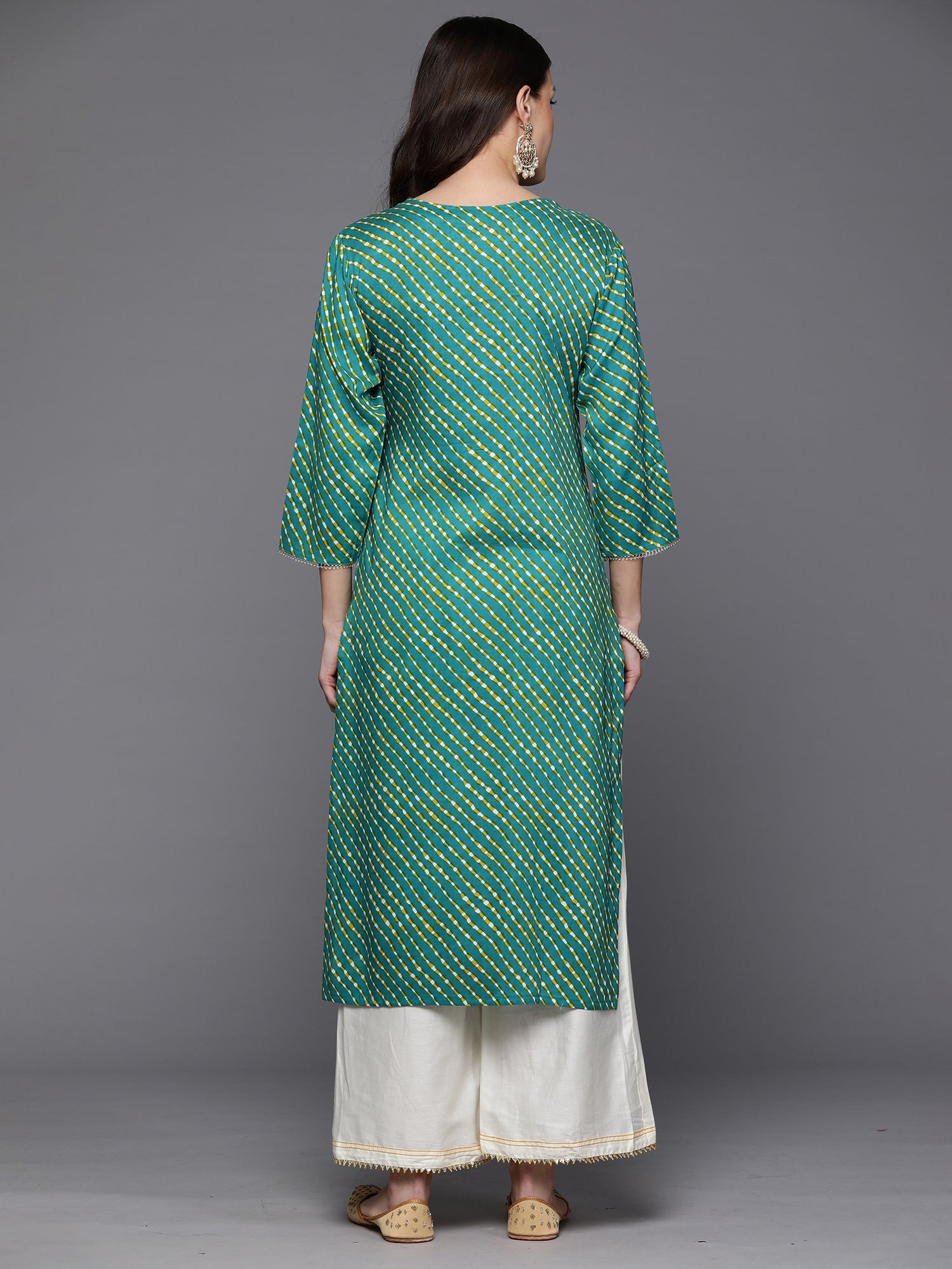 Women's Green Viscose Rayon Kurta - Taantav