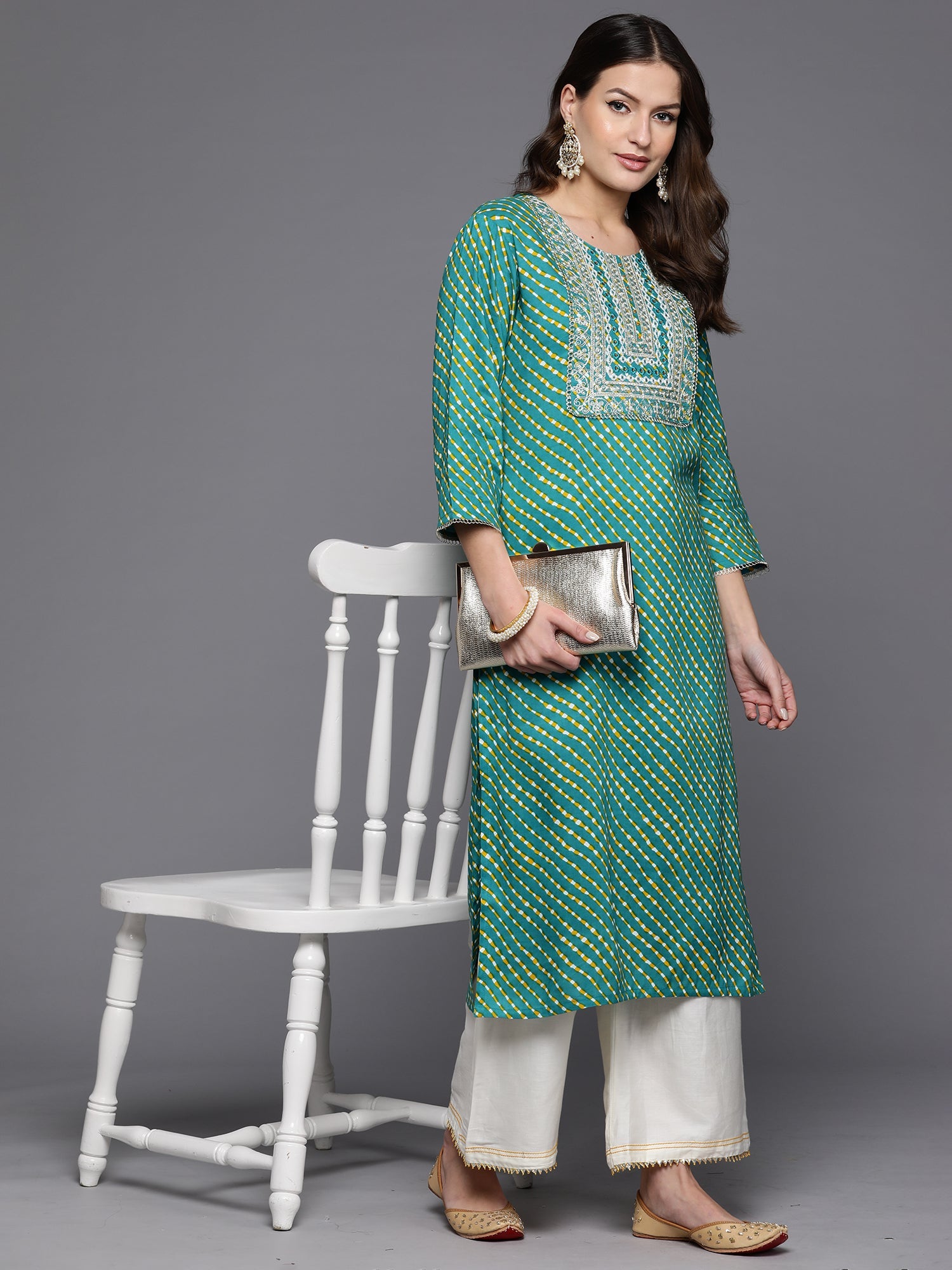 Women's Green Viscose Rayon Kurta - Taantav