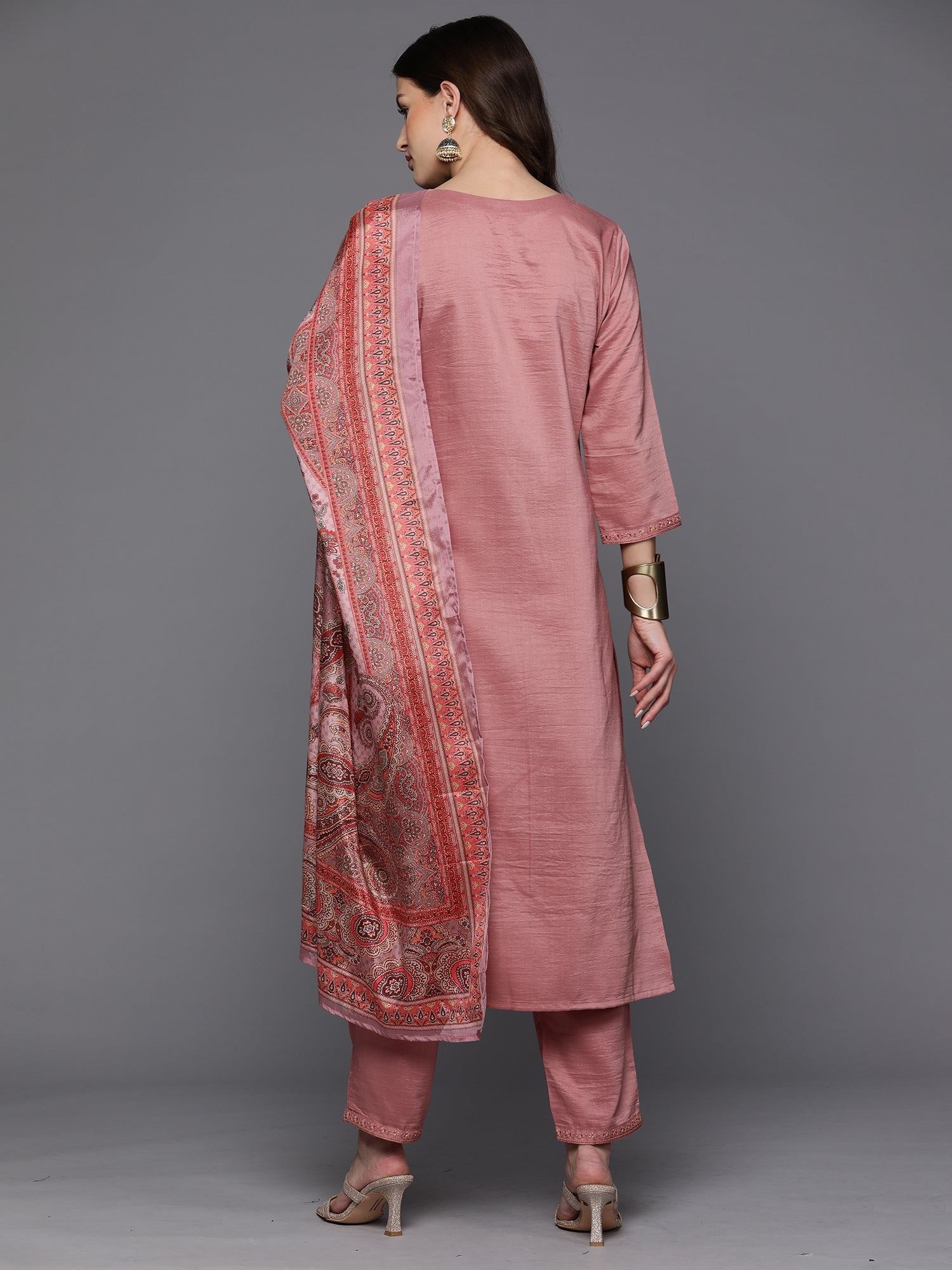 Women's Mauve Silk Blend Kurta Set - Taantav