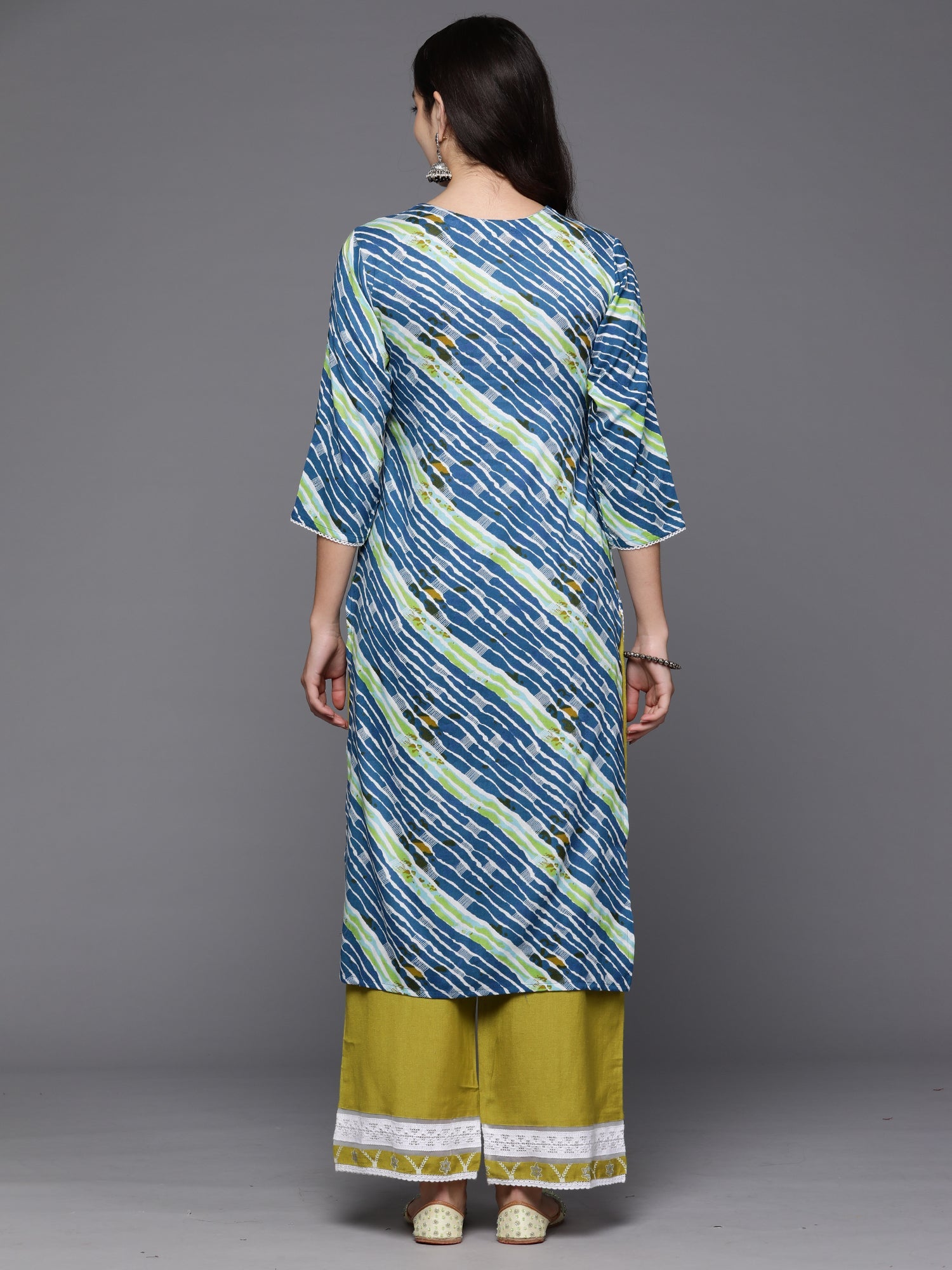 Women's Navy Blue Viscose Rayon Kurta - Taantav