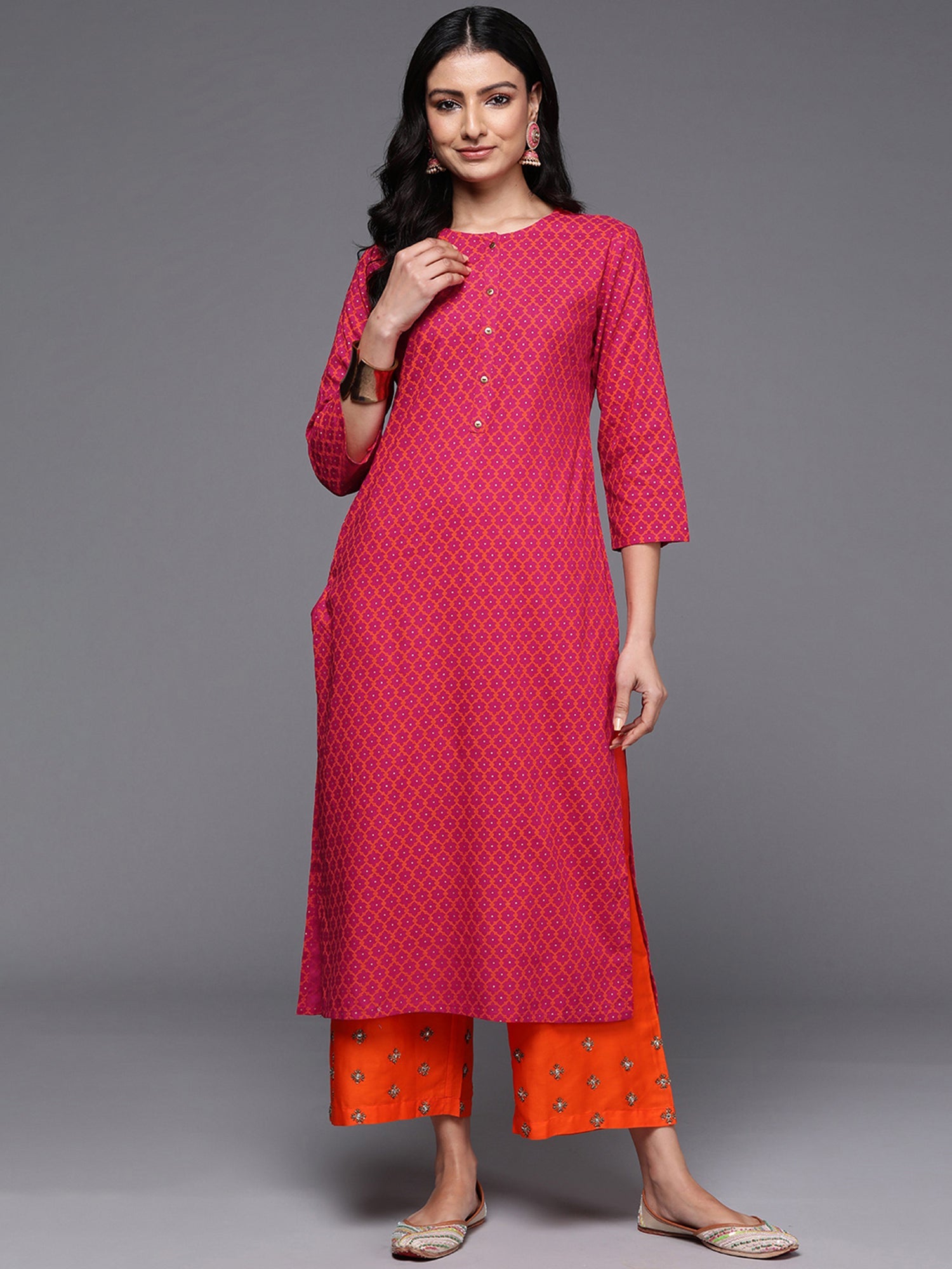 Women's Pink Viscose Rayon Kurta - Taantav