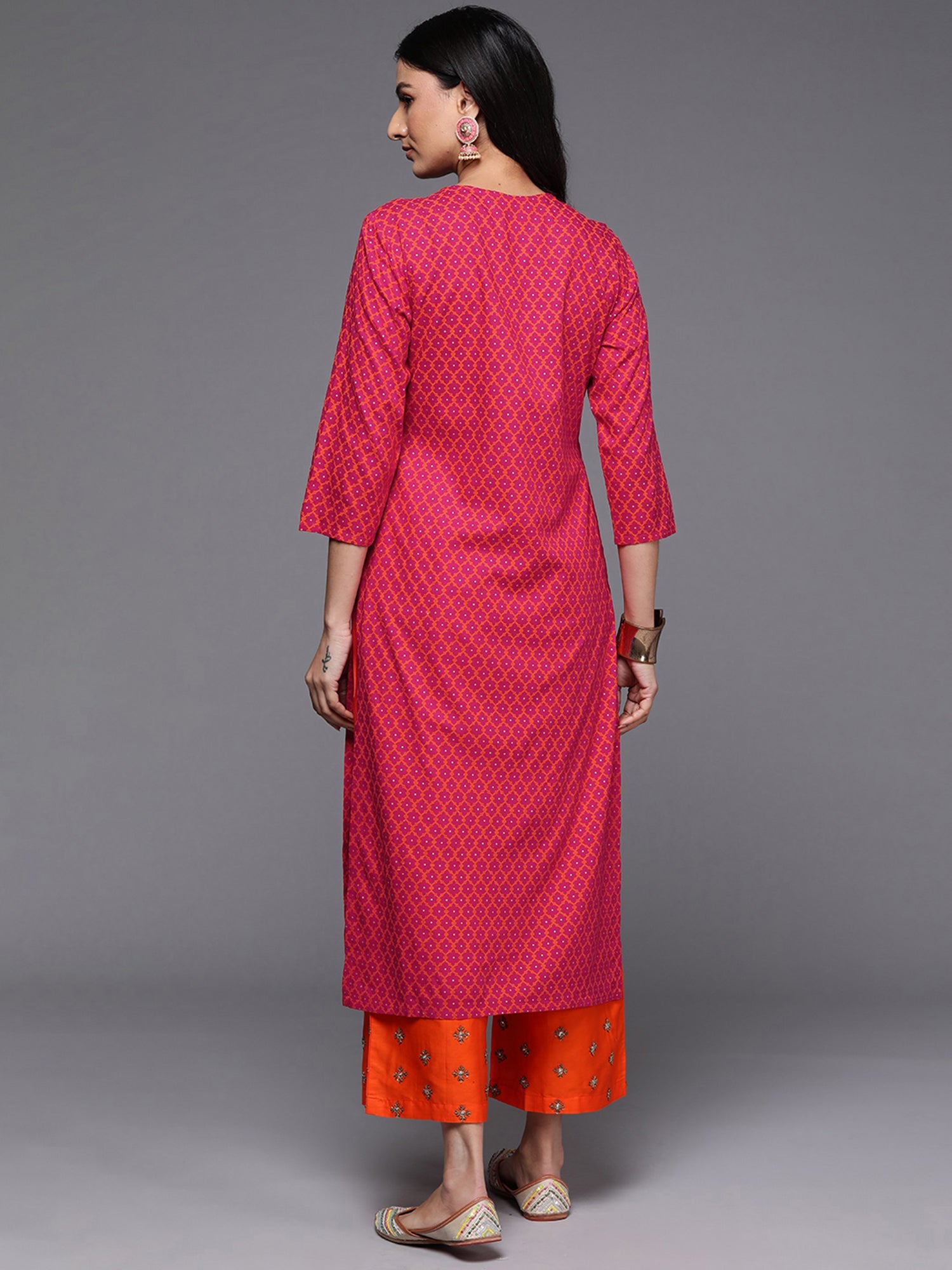 Women's Pink Viscose Rayon Kurta - Taantav