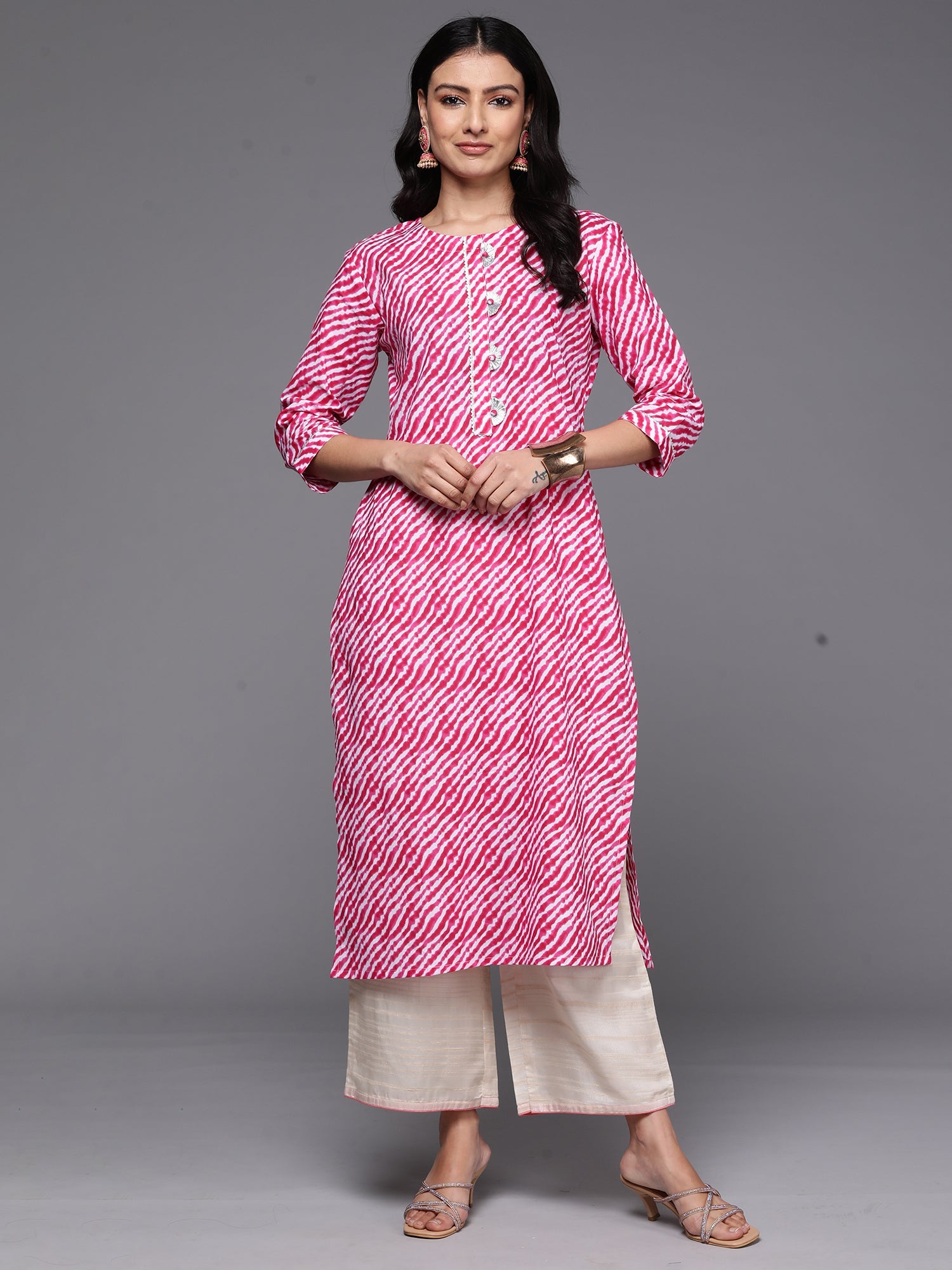 Women's Pink Cotton Kurta - Taantav