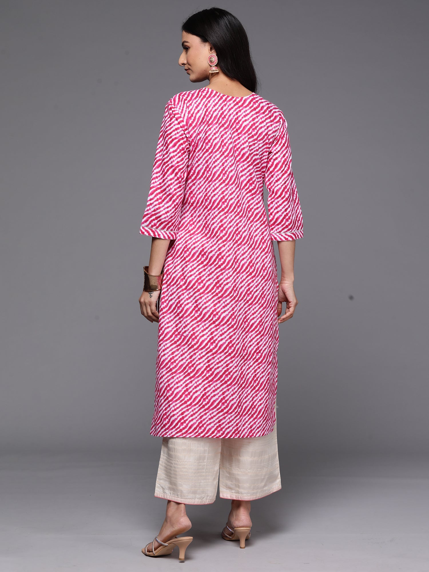 Women's Pink Cotton Kurta - Taantav