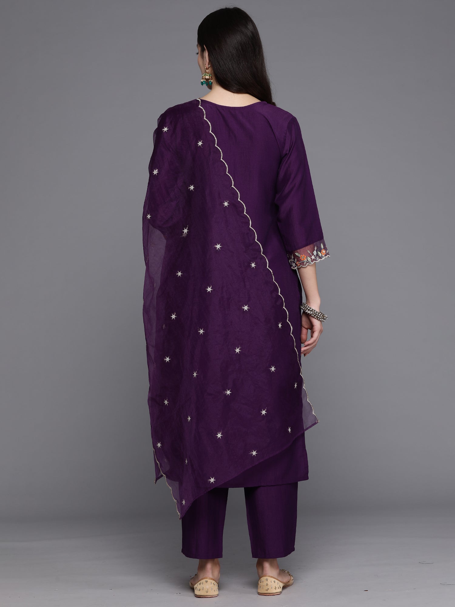 Women's Purple Silk Blend Kurta Set - Taantav