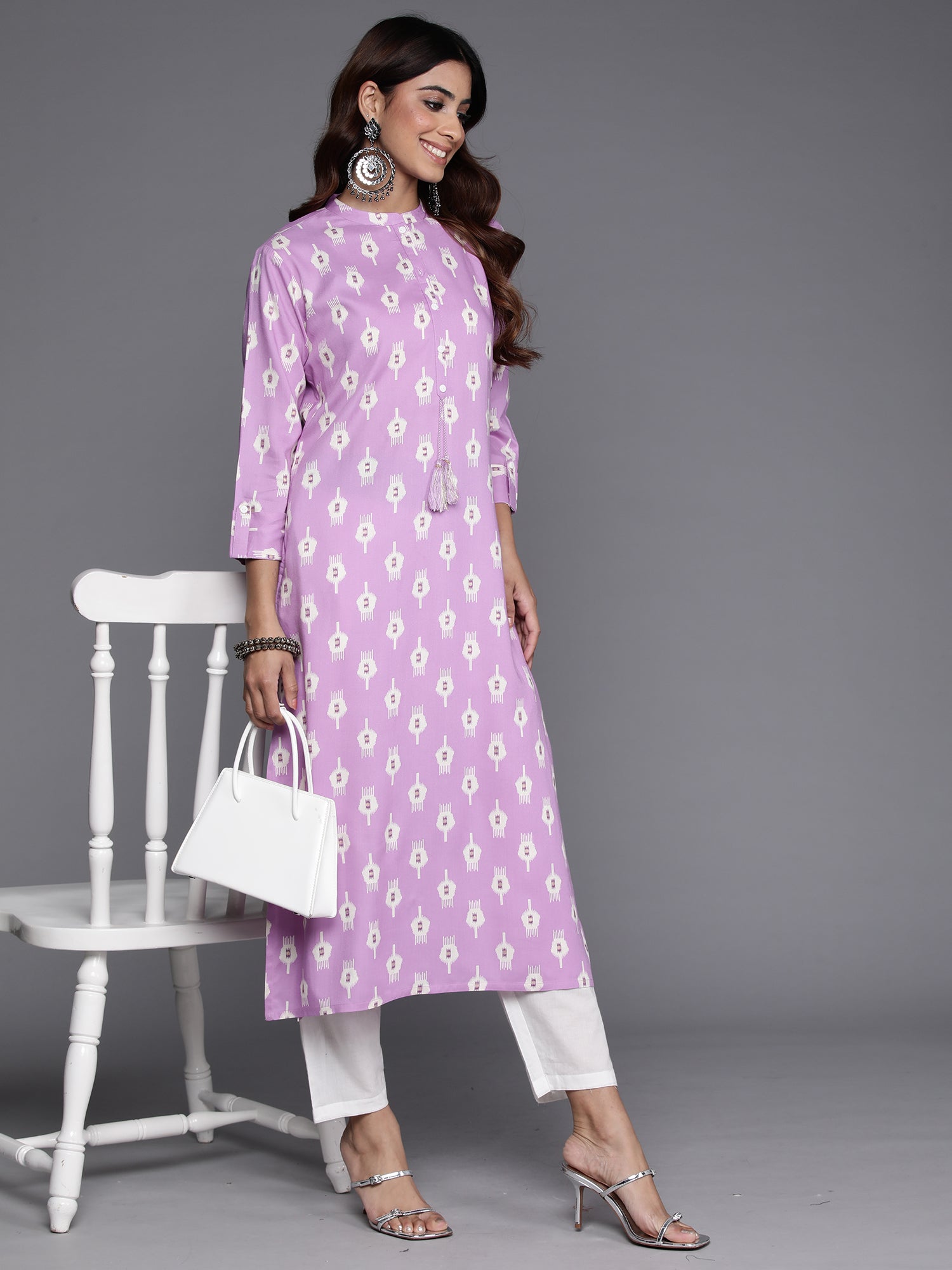 Women's Lavender Viscose Rayon Kurta - Taantav