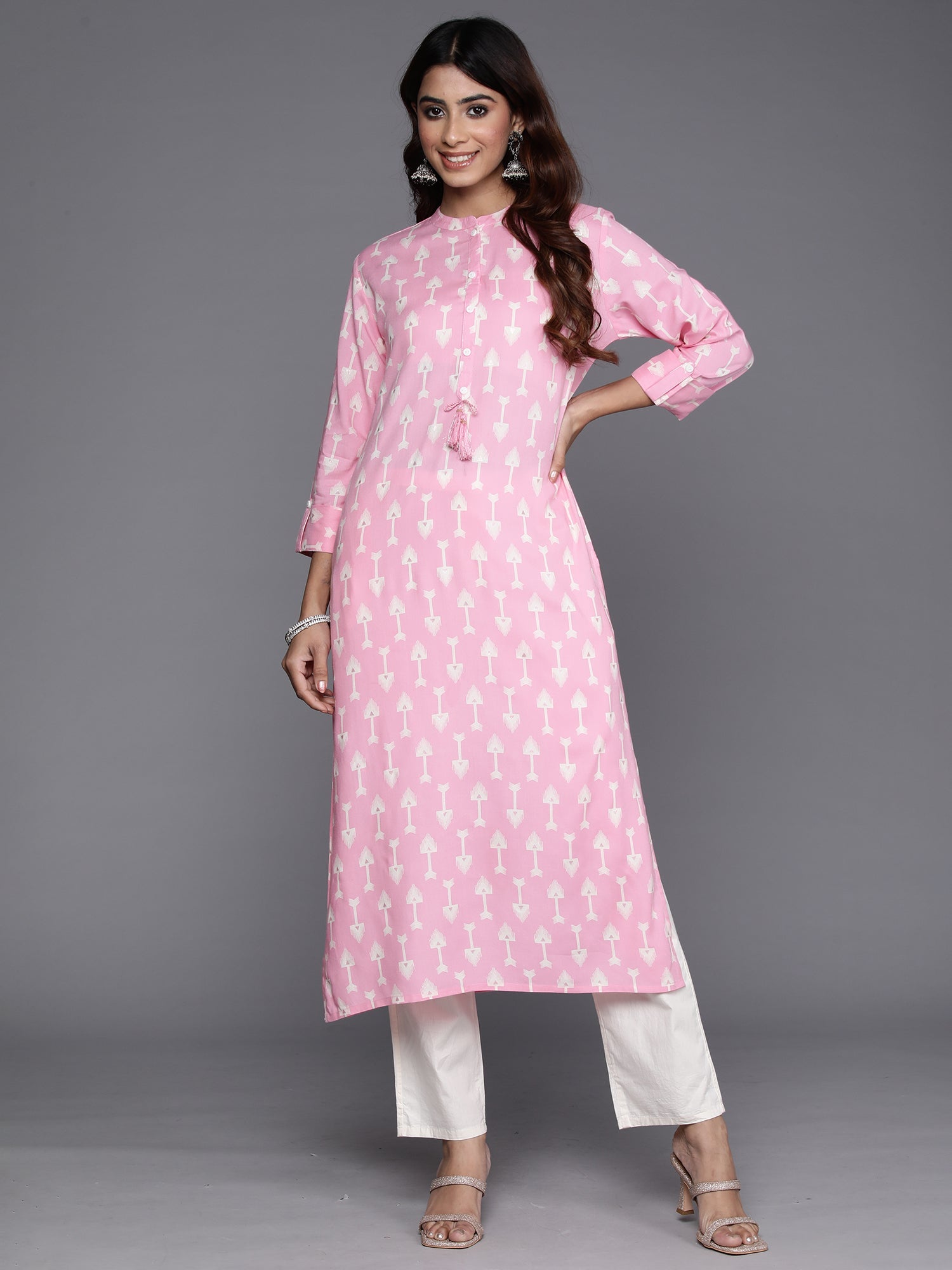 Women's Pink Viscose Rayon Kurta - Taantav