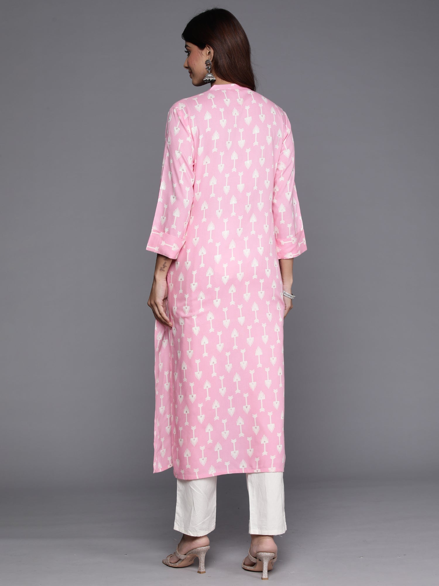 Women's Pink Viscose Rayon Kurta - Taantav