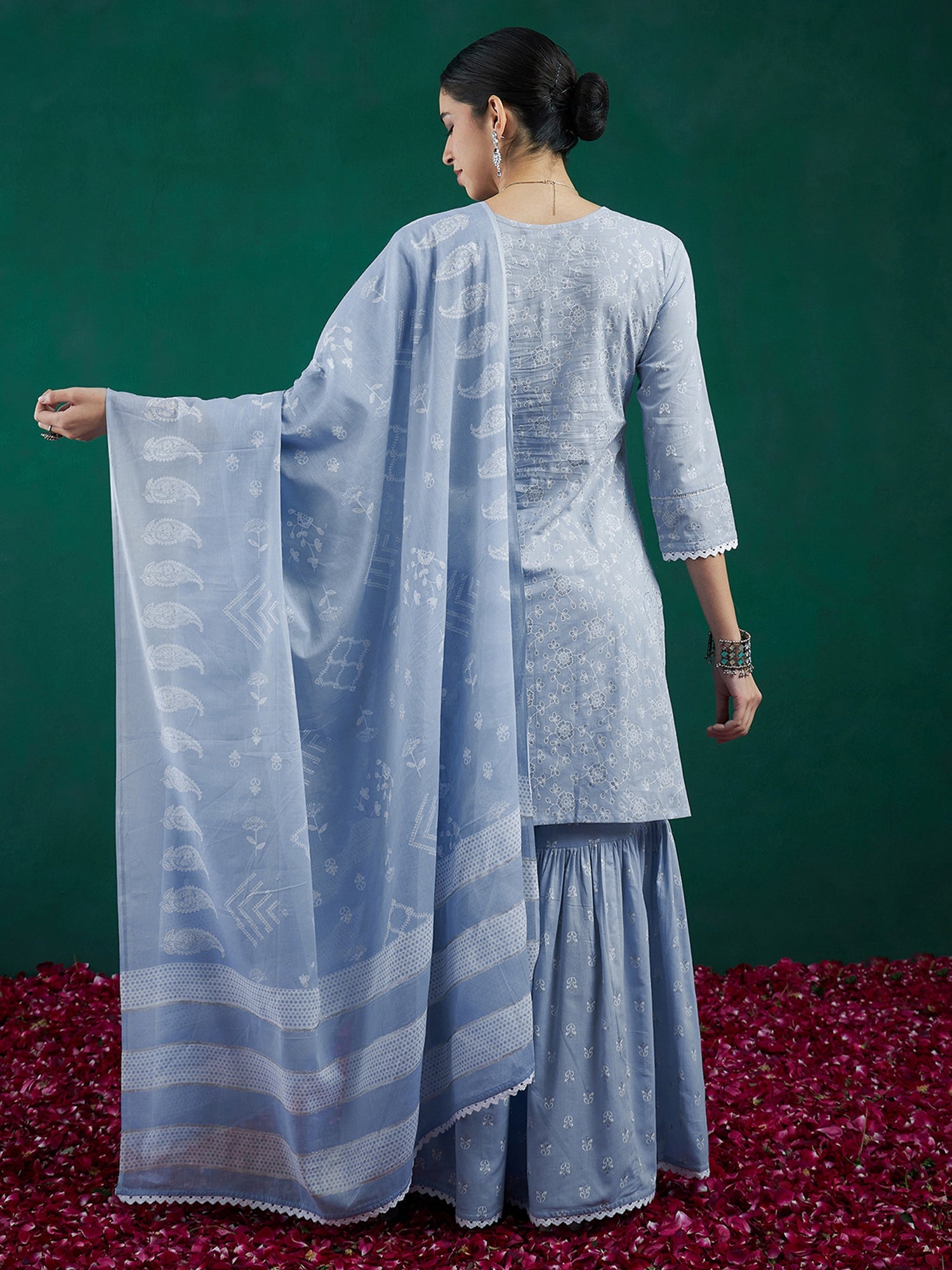 Women's Blue Pure Cotton Kurta Set - Taantav