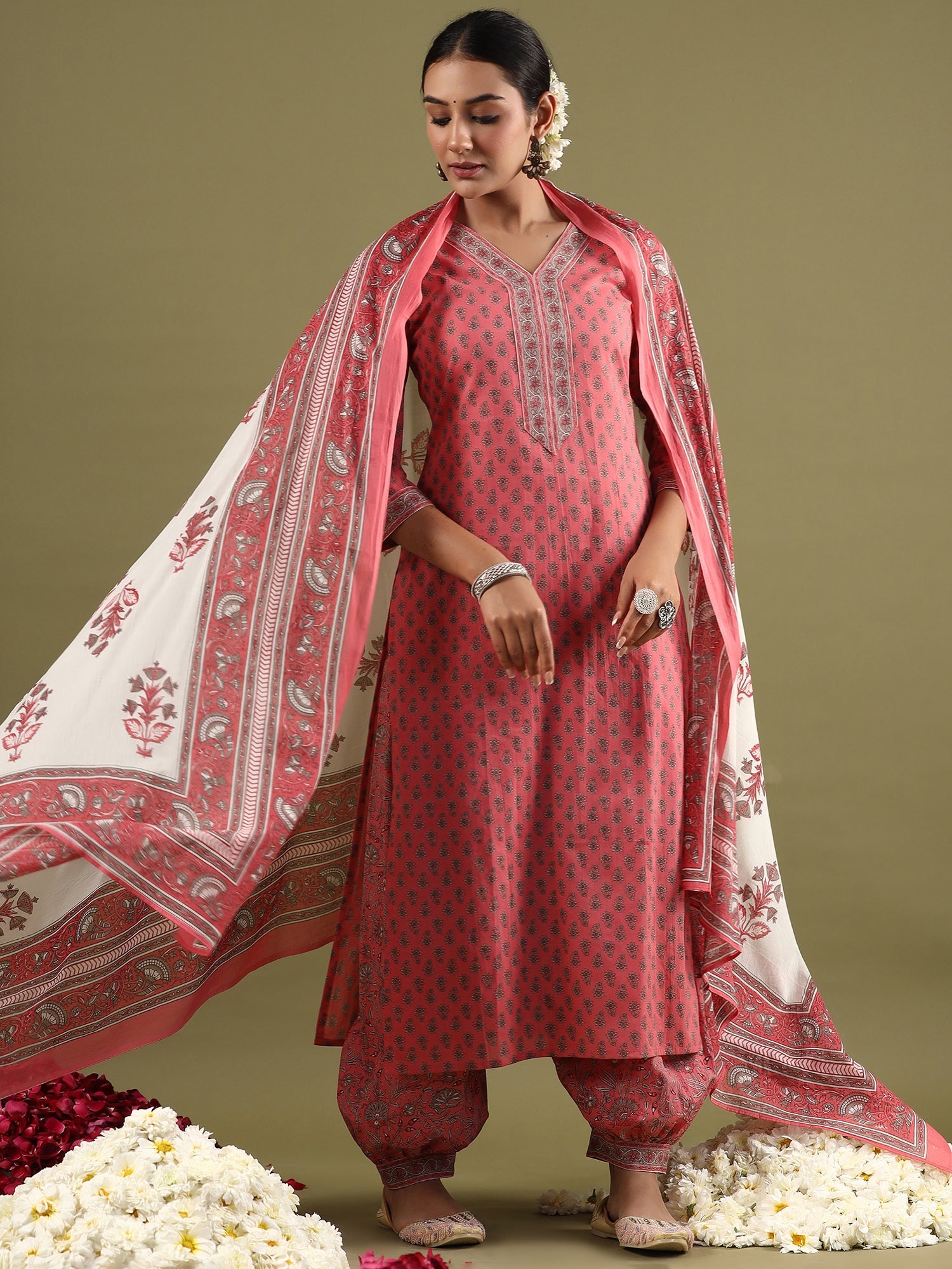 Women's Pink Pure Cotton Kurta Set - Taantav