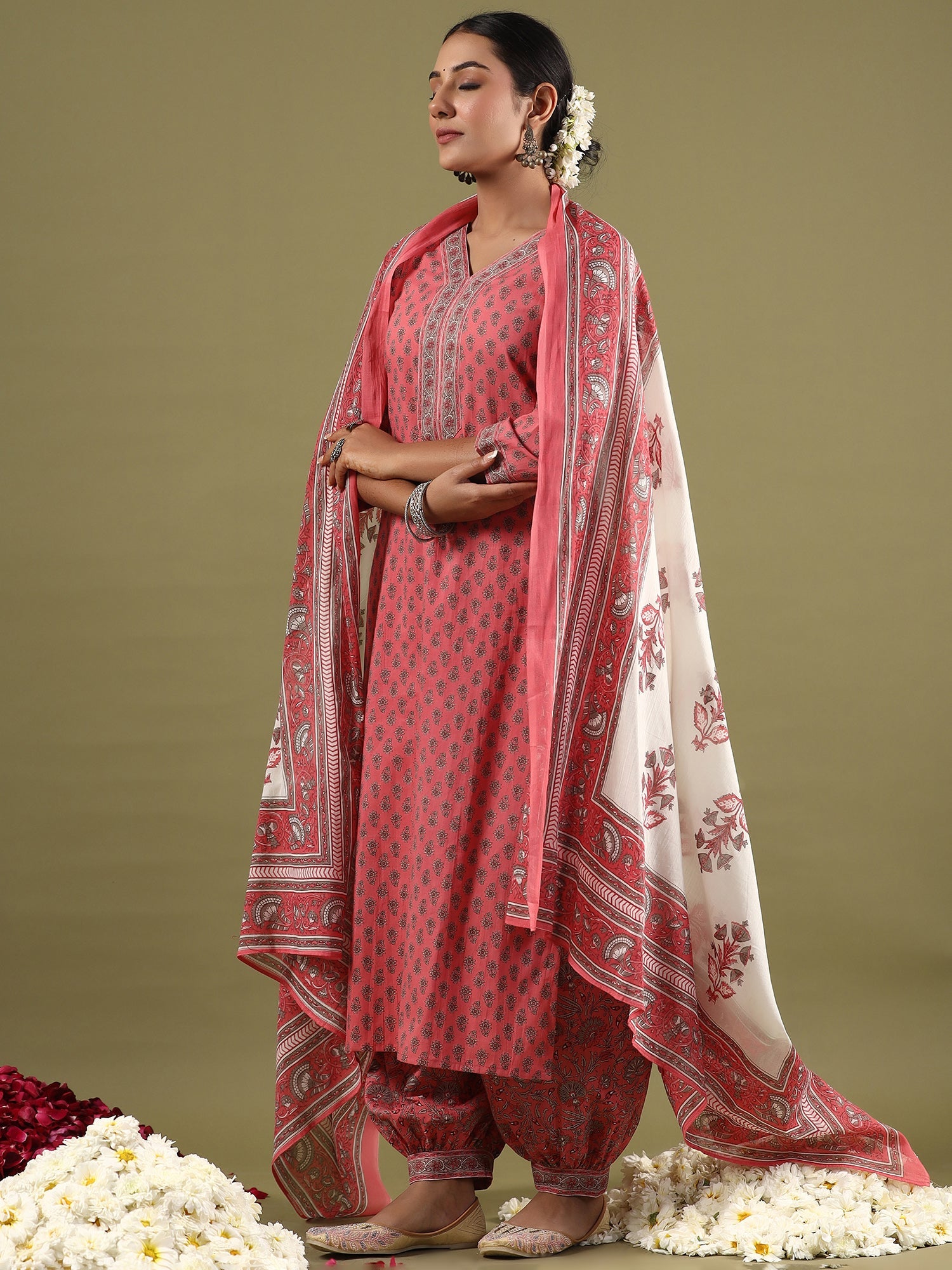 Women's Pink Pure Cotton Kurta Set - Taantav