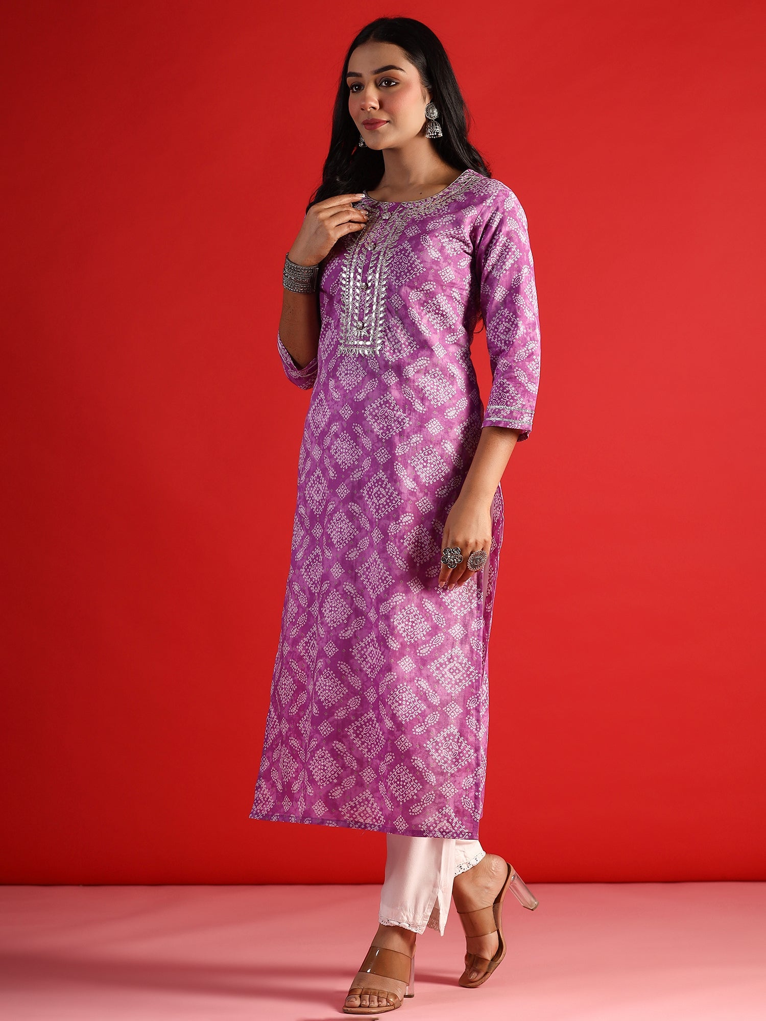 Women's Lavender Cotton Kurta - Taantav