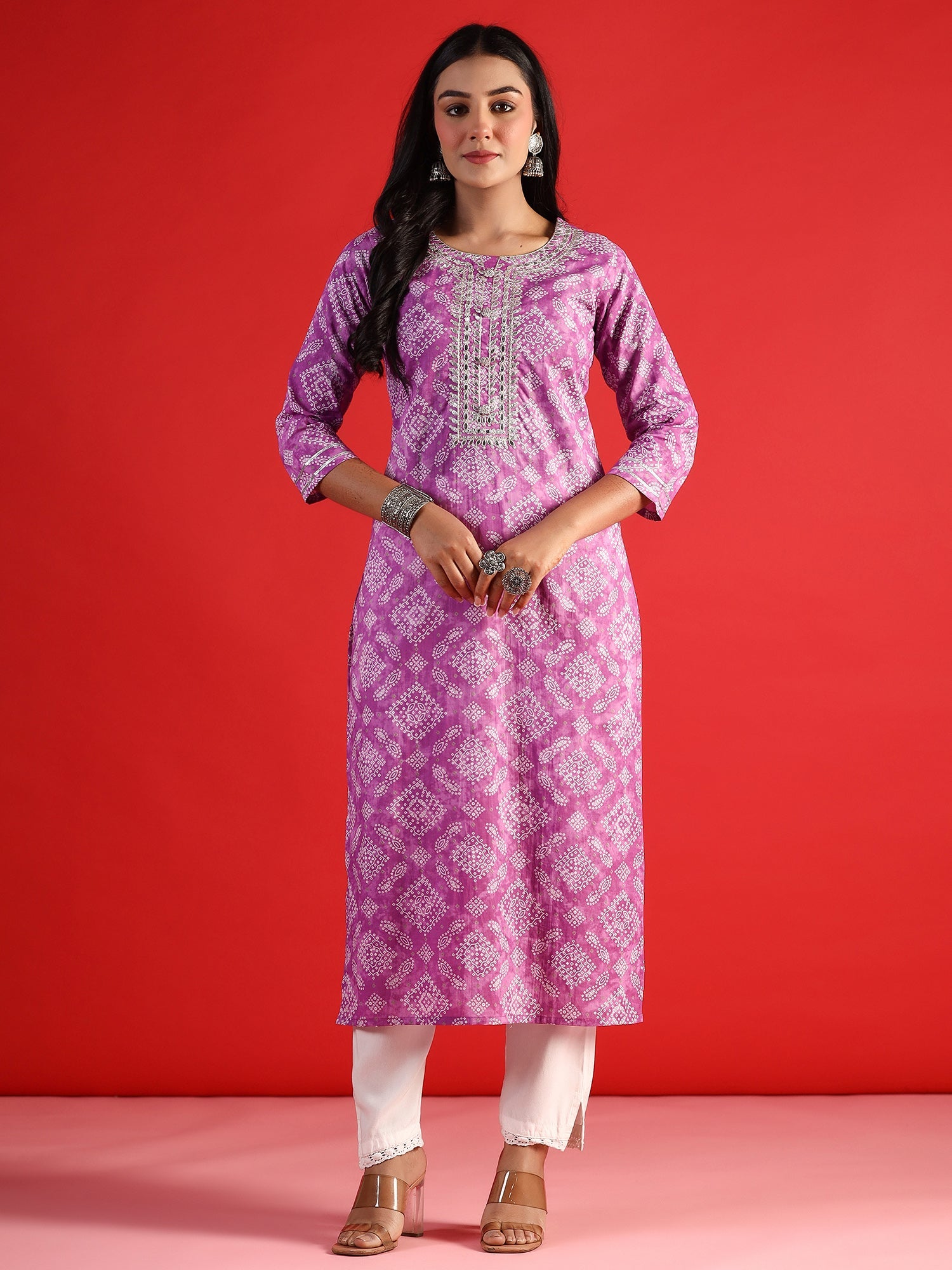 Women's Lavender Cotton Kurta - Taantav