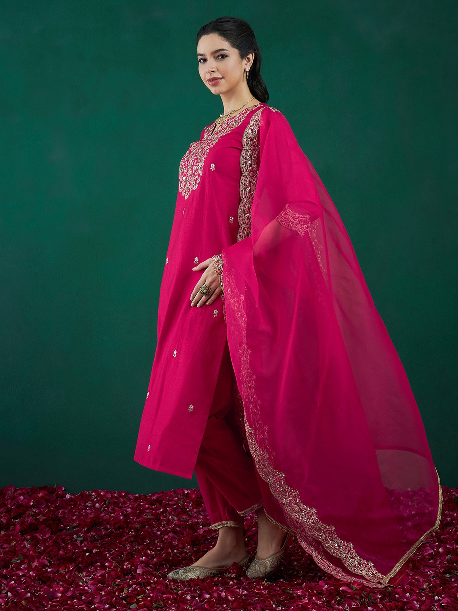 Women's Pink Liva Kurta Set - Taantav