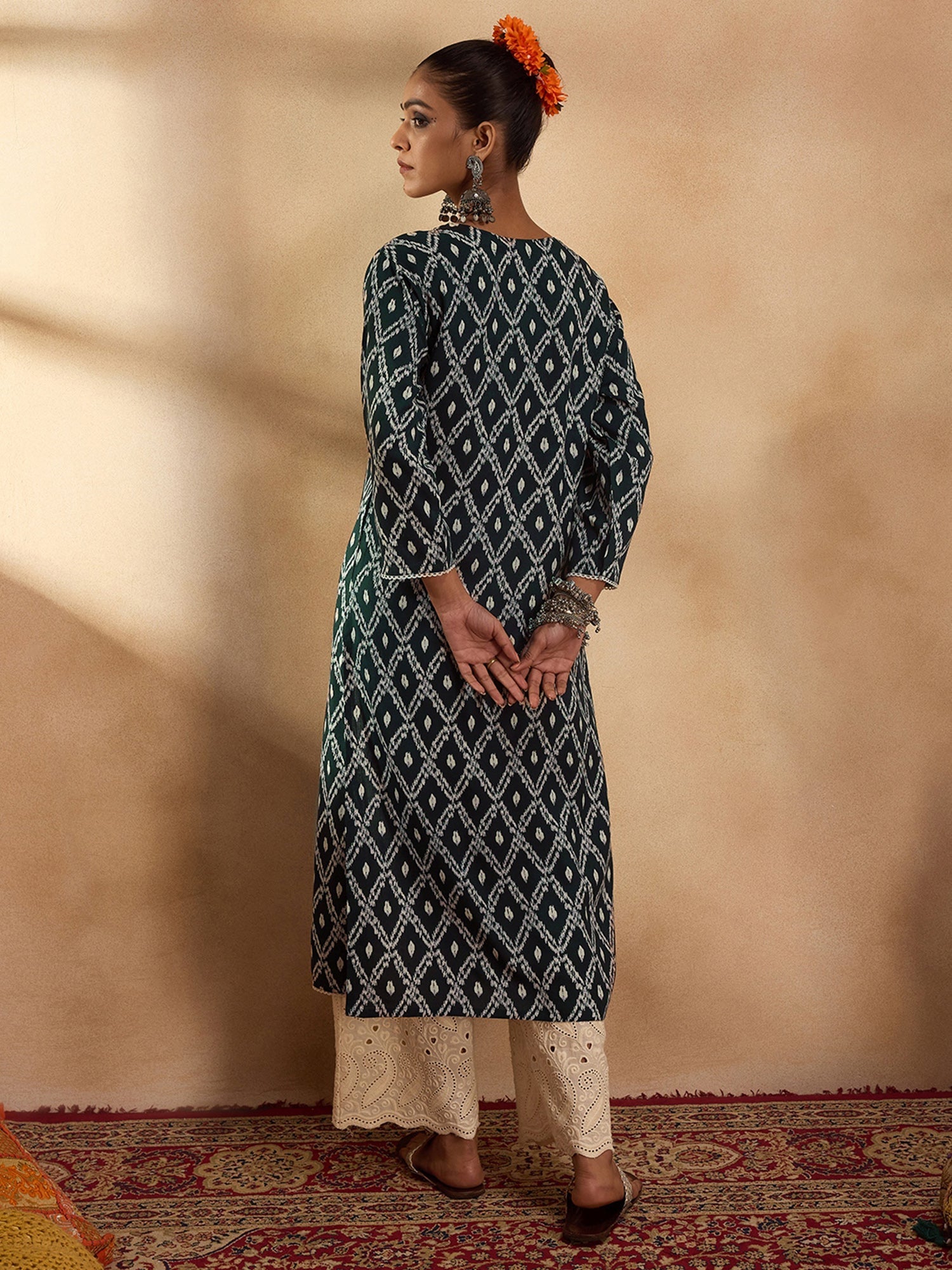 Women's Navy Blue Viscose Rayon Kurta - Taantav