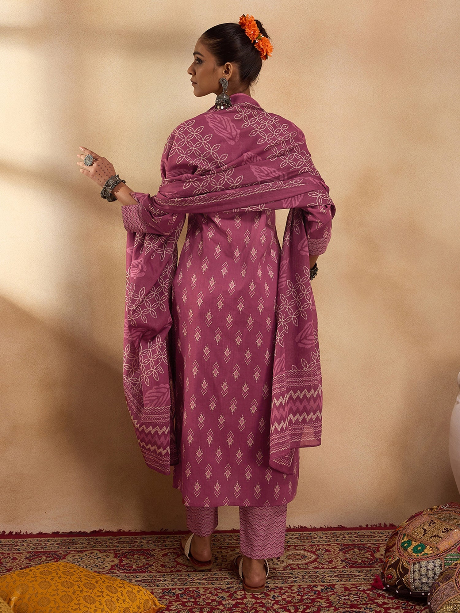 Women's Pink Pure Cotton Kurta Set - Taantav