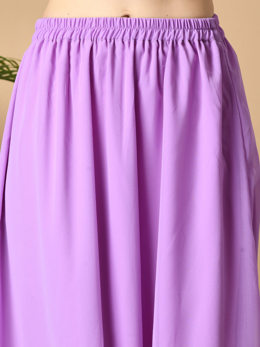 Women's Purple  Georgette Kurta & Skirt With Dupatta Party Sets - Myshka