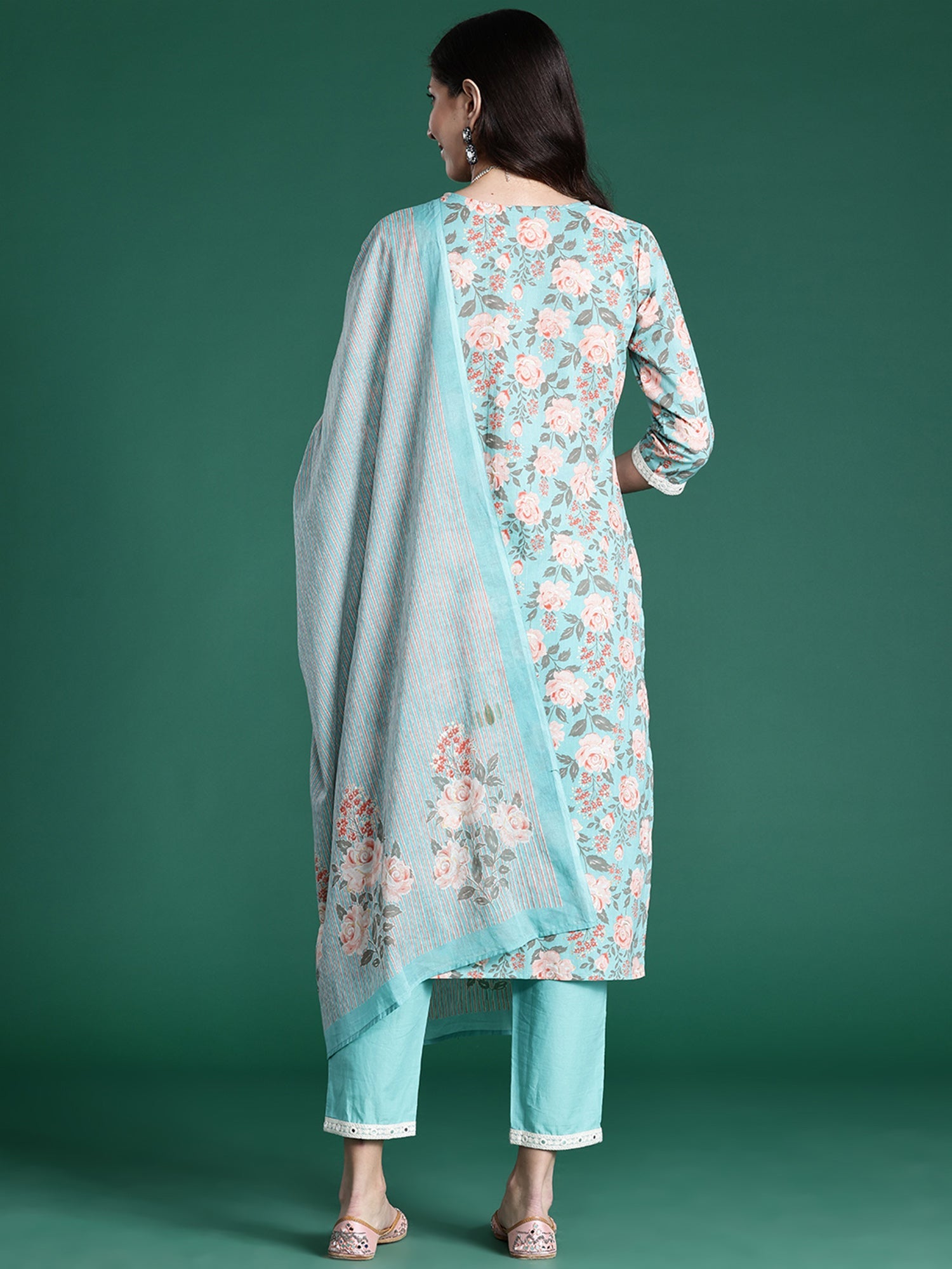 Women's Blue Pure Cotton Kurta Set - Taantav