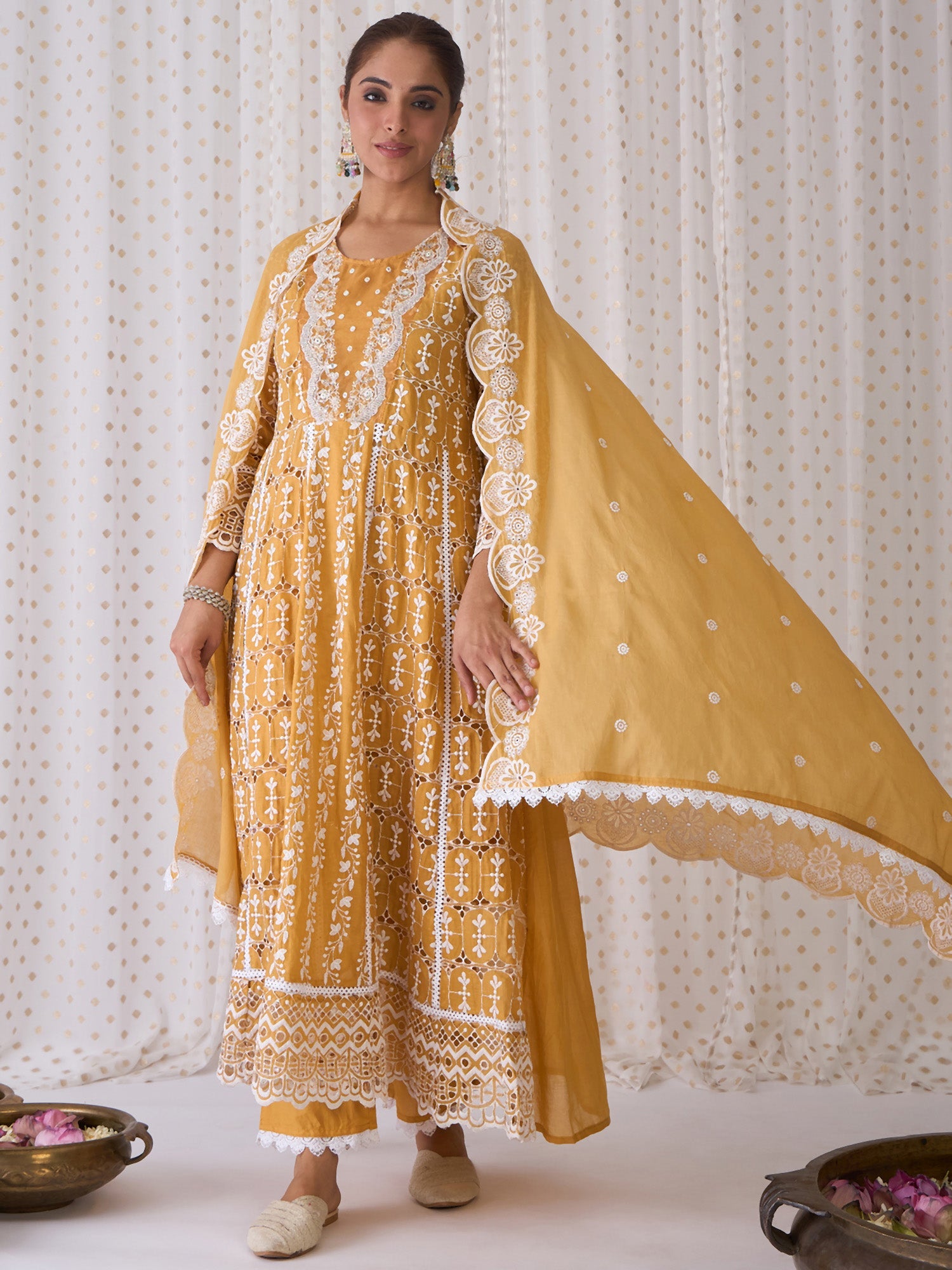 Women's Yellow Pure Cotton Kurta Set - Taantav