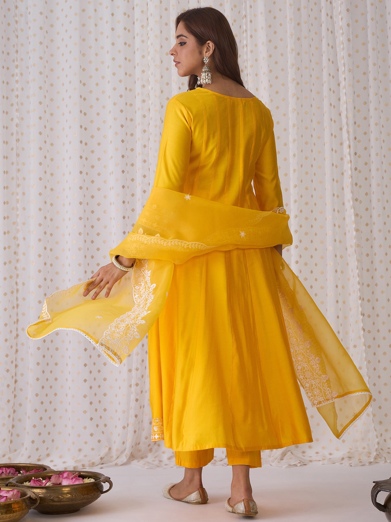 Women's Yellow Liva Kurta Set - Taantav