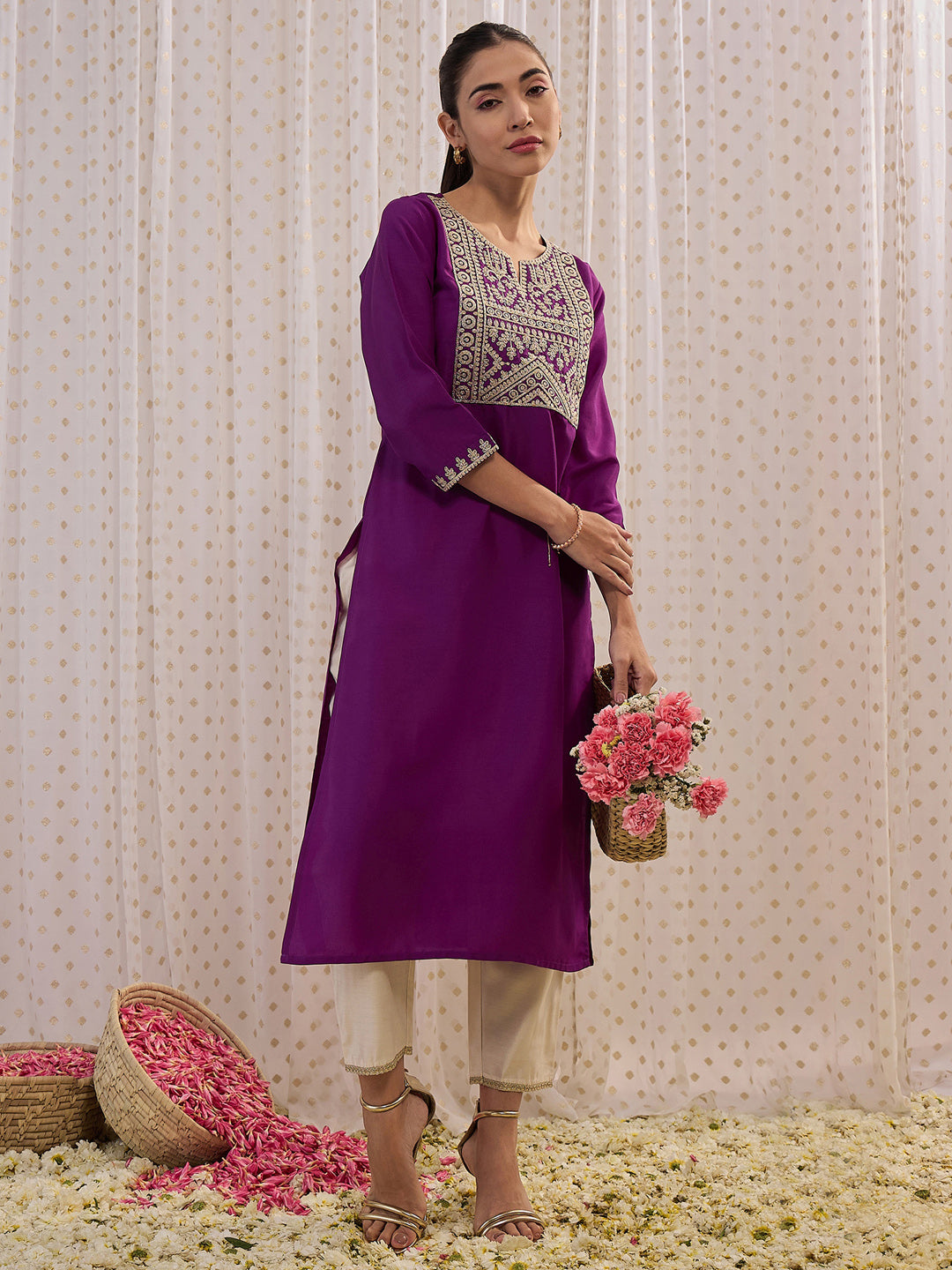 Women's Purple Liva Kurta - Taantav