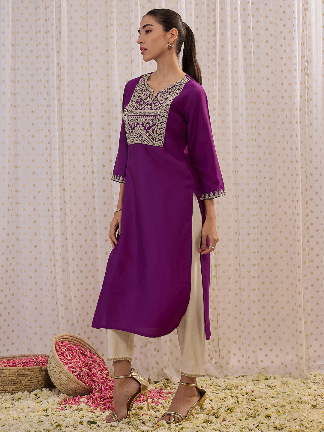 Women's Purple Liva Kurta - Taantav