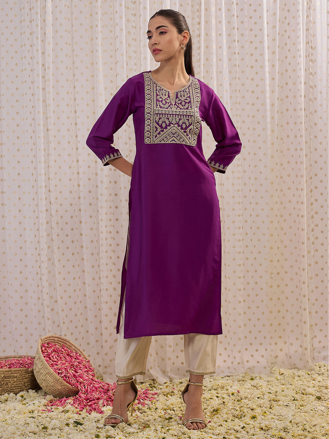 Women's Purple Liva Kurta - Taantav