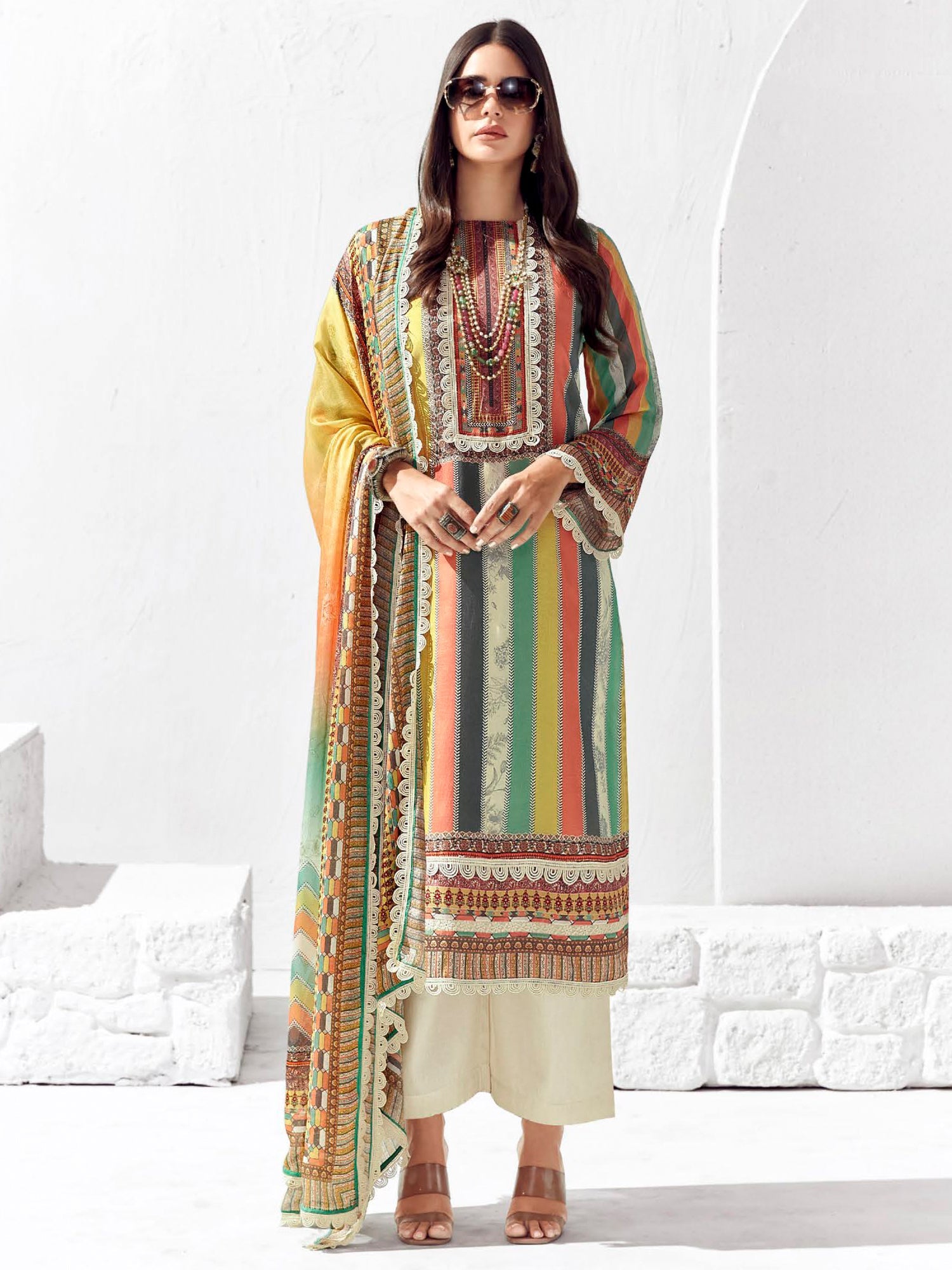 Women's Multi Cotton Blend Kurta Set - Taantav