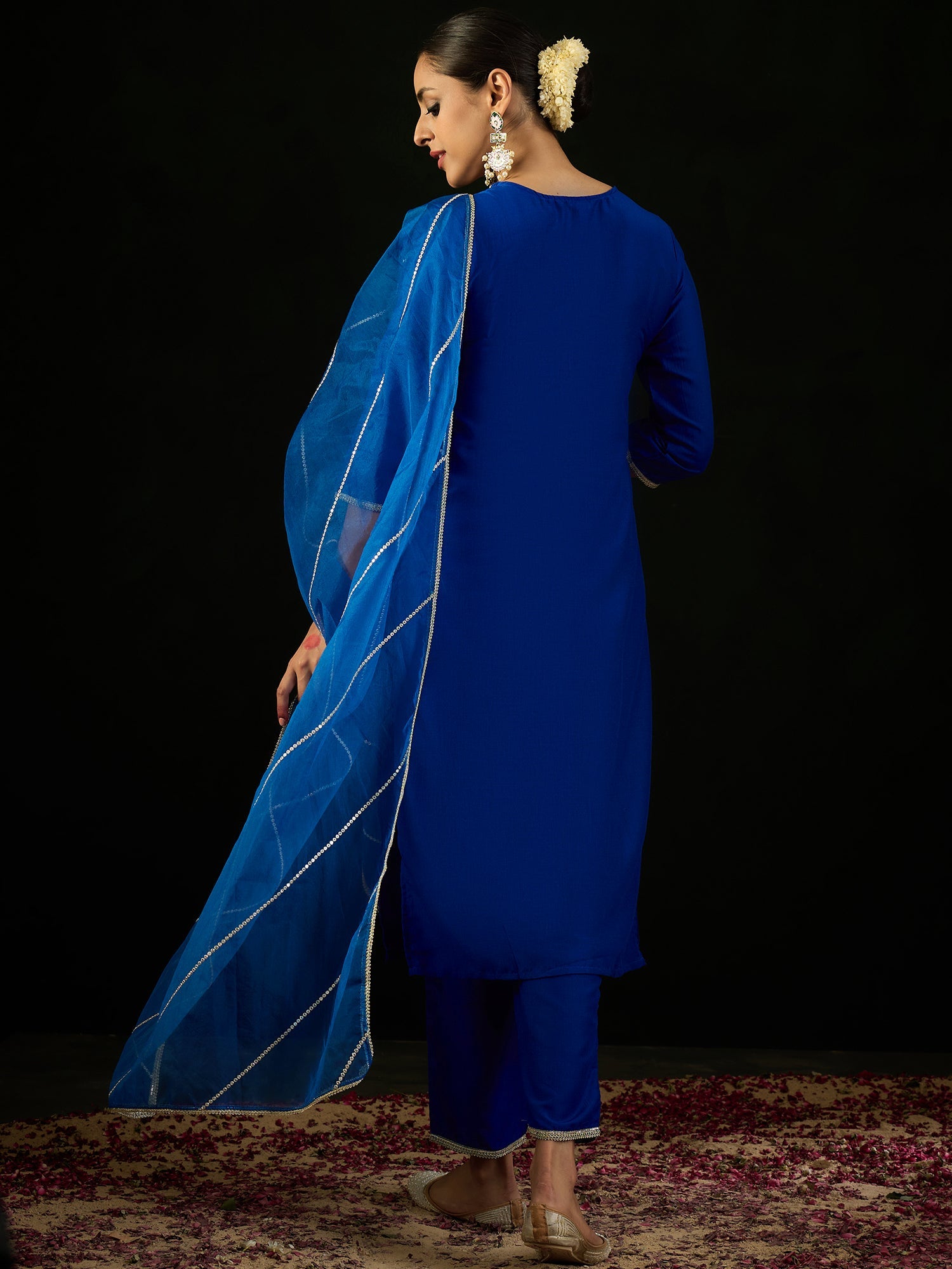 Women's Blue Silk Blend Kurta Set - Taantav