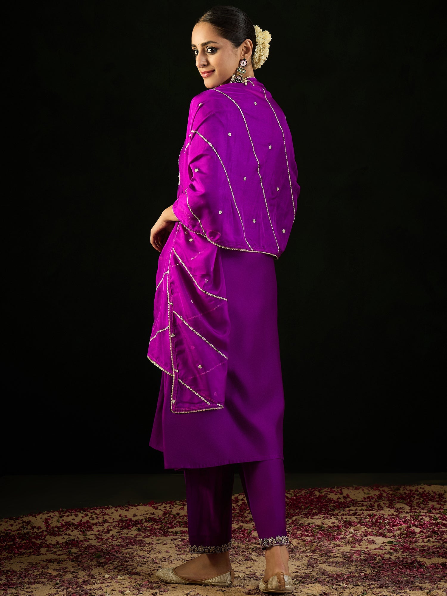 Women's Purple Liva Kurta Set - Taantav