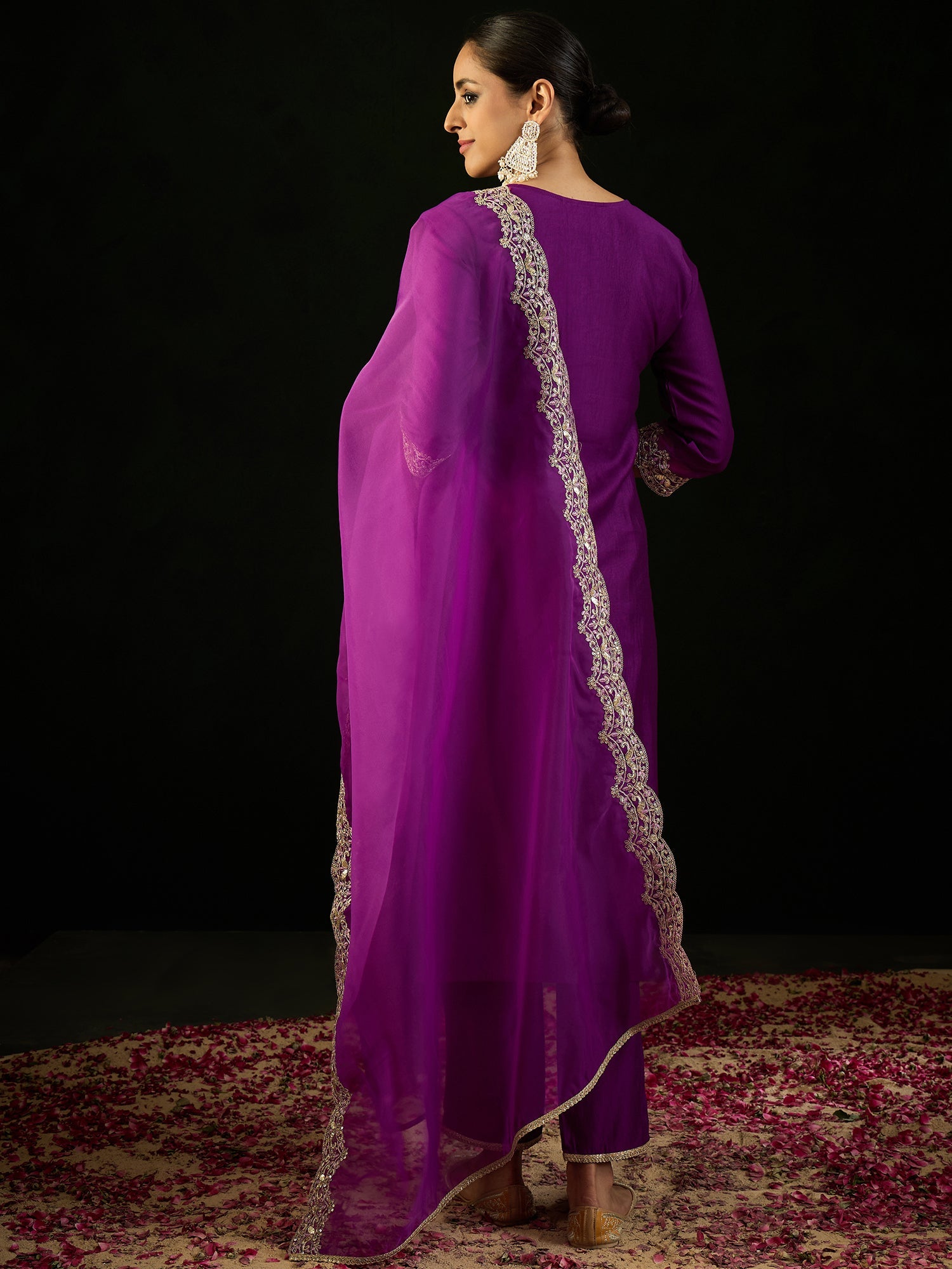 Women's Purple Liva Kurta Set - Taantav