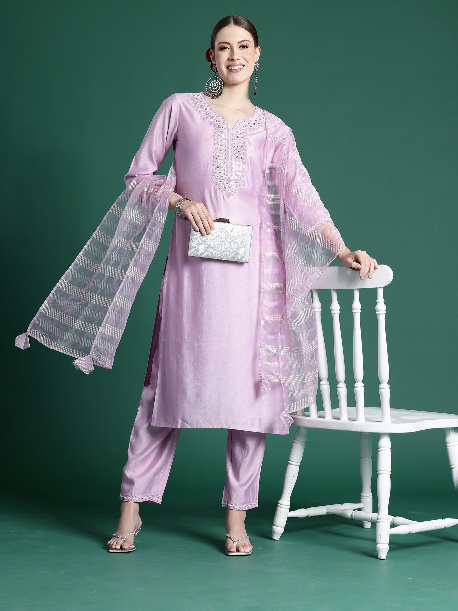 Women's Lavender Liva Kurta Set - Taantav