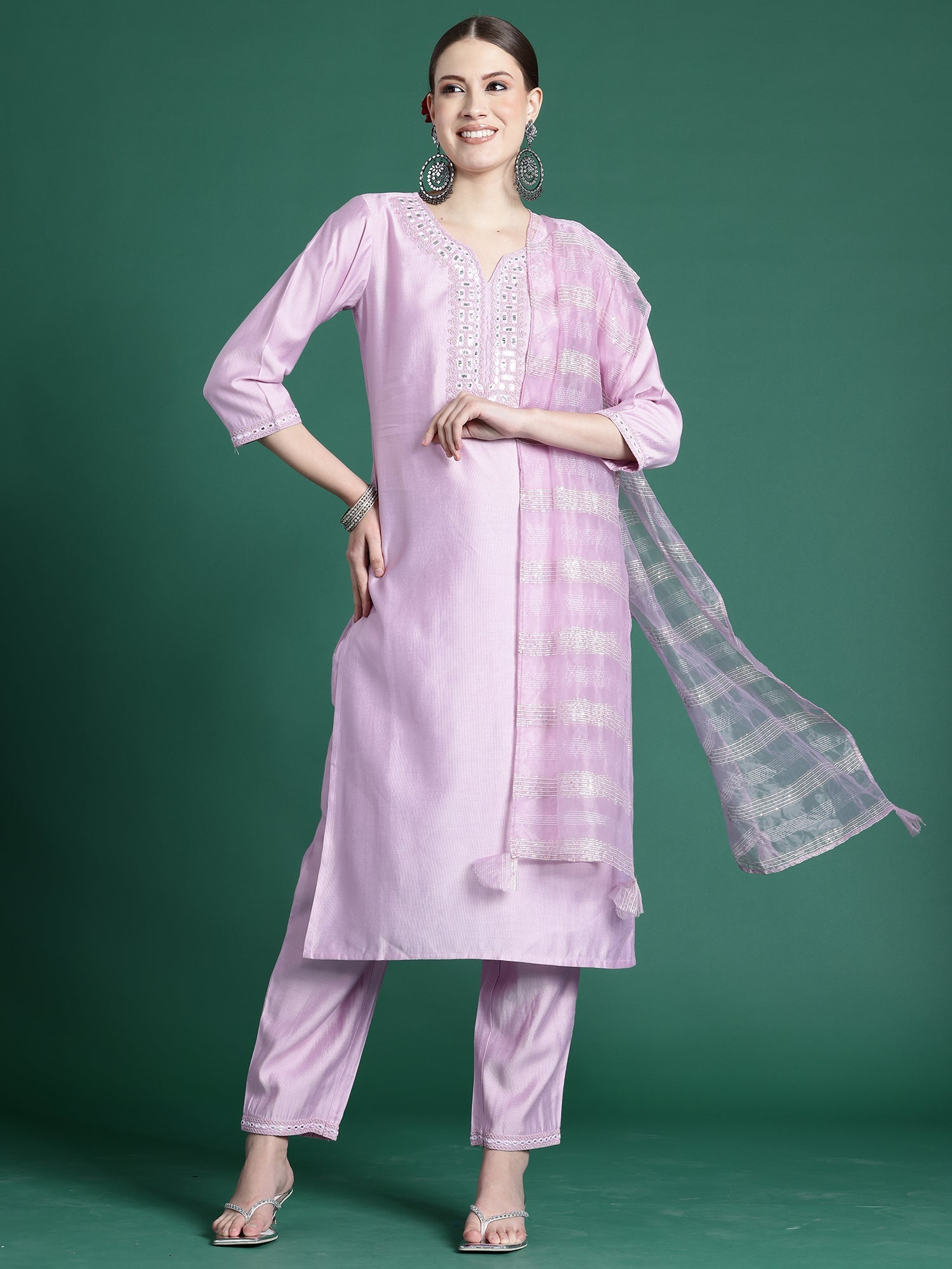 Women's Lavender Liva Kurta Set - Taantav