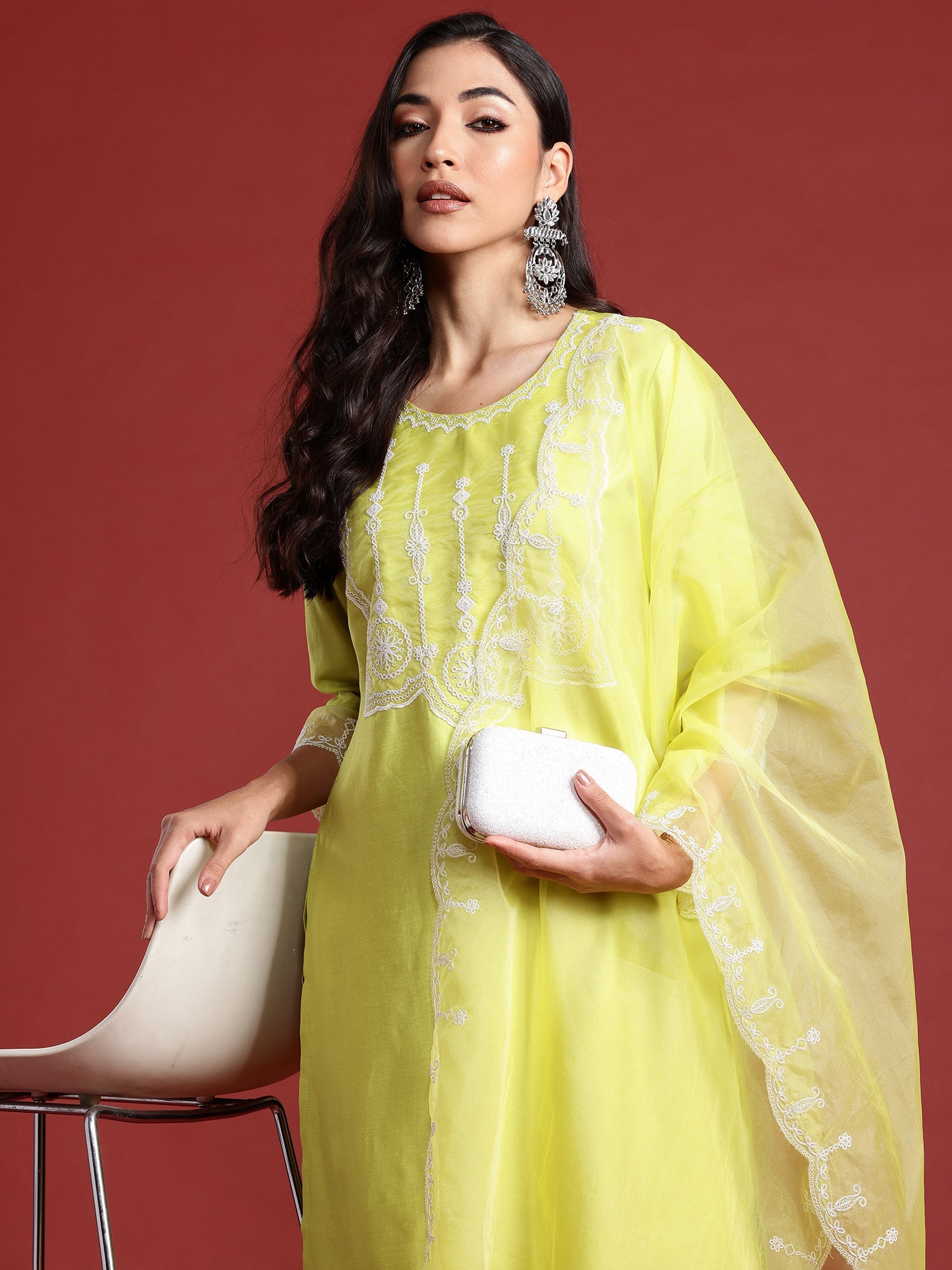 Women's Green Liva Kurta Set - Taantav