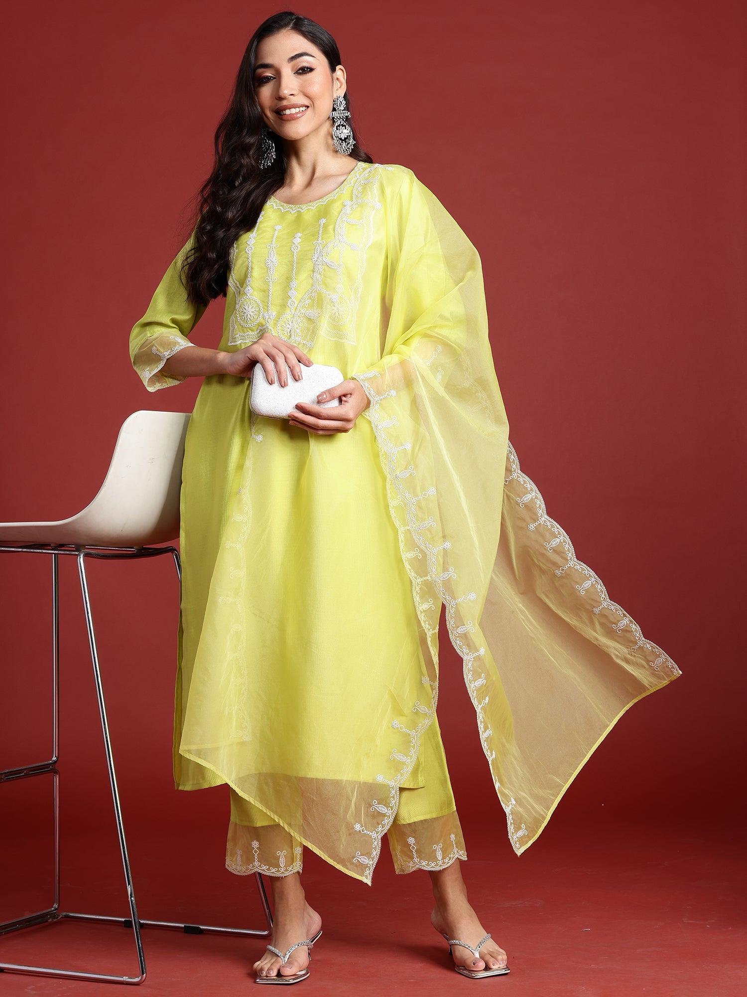 Women's Green Liva Kurta Set - Taantav