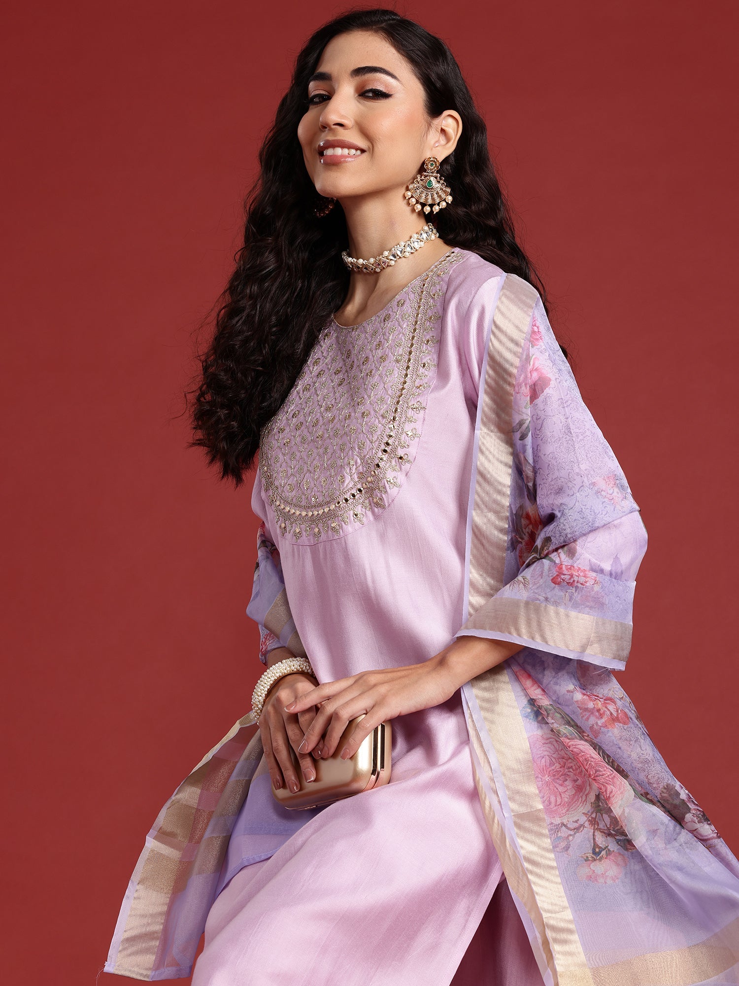 Women's Lavender Liva Kurta Set - Taantav