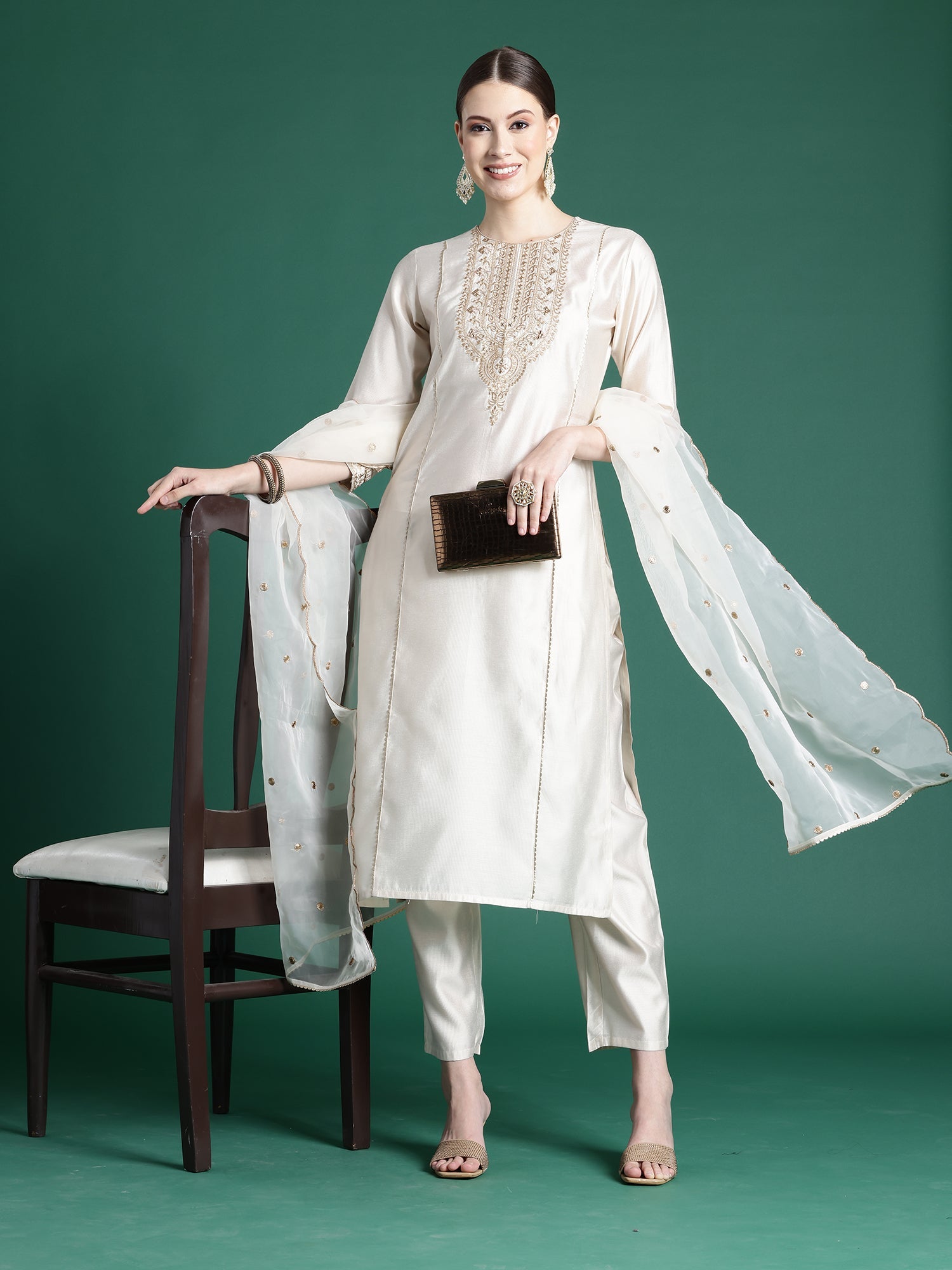 Women's Off White Liva Kurta Set - Taantav